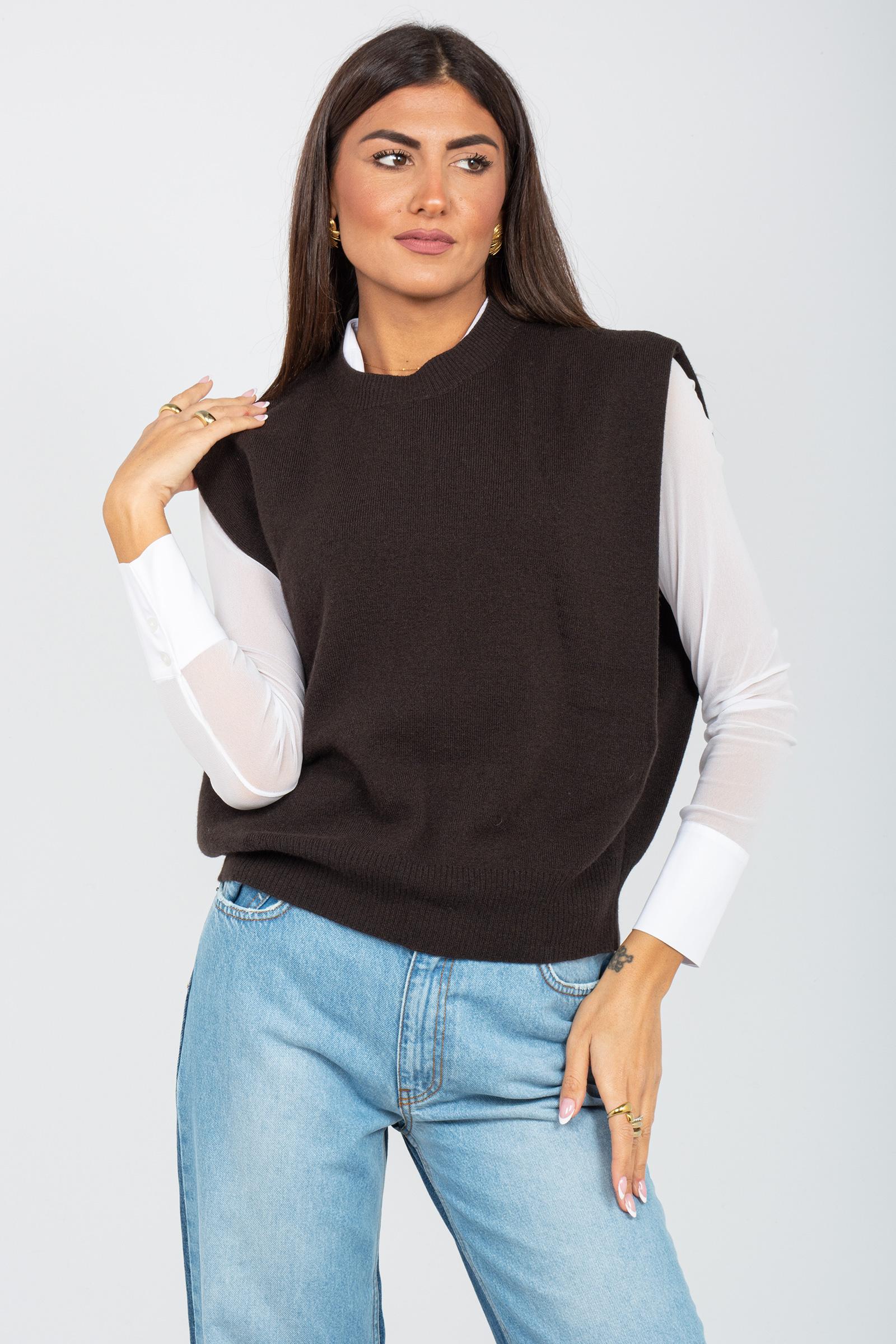 gilet con doppia lavorazione 'titanio' TITANIODDM02 CIOCCO DOUUOD 