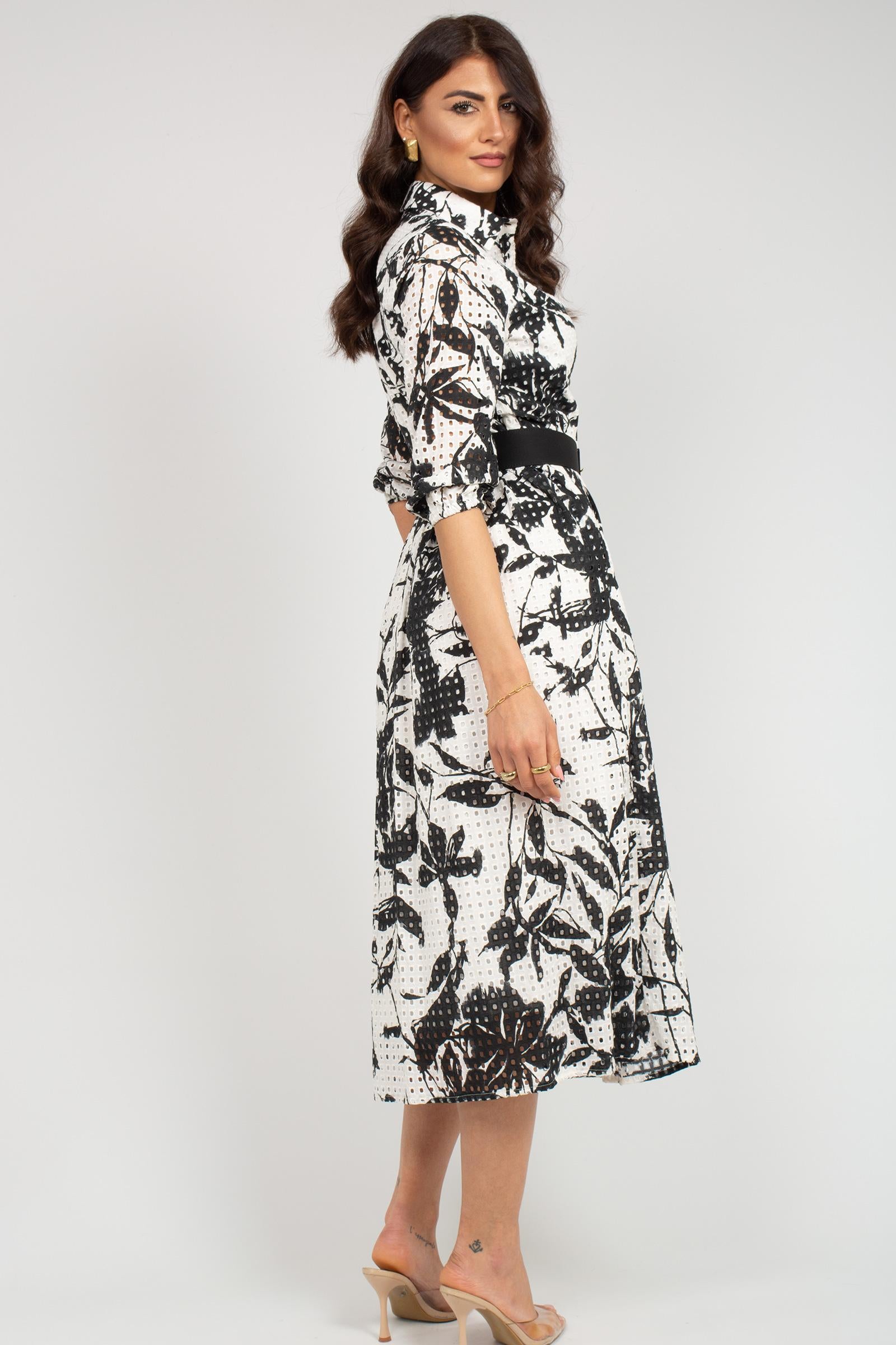 abito in pizzo sanganllo stampato AB341MANGO UNICA SANGERMANO 