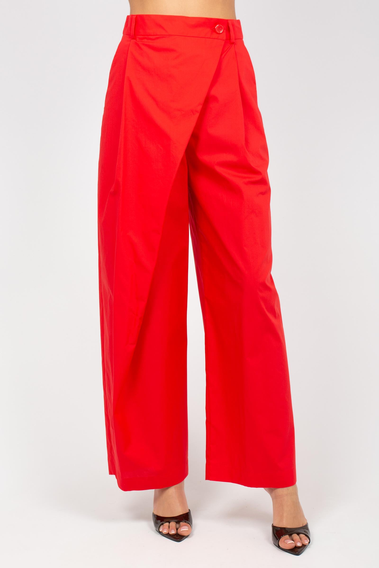 pantalone con pannello in cotone M1AB0013 RED SOLOTRE 