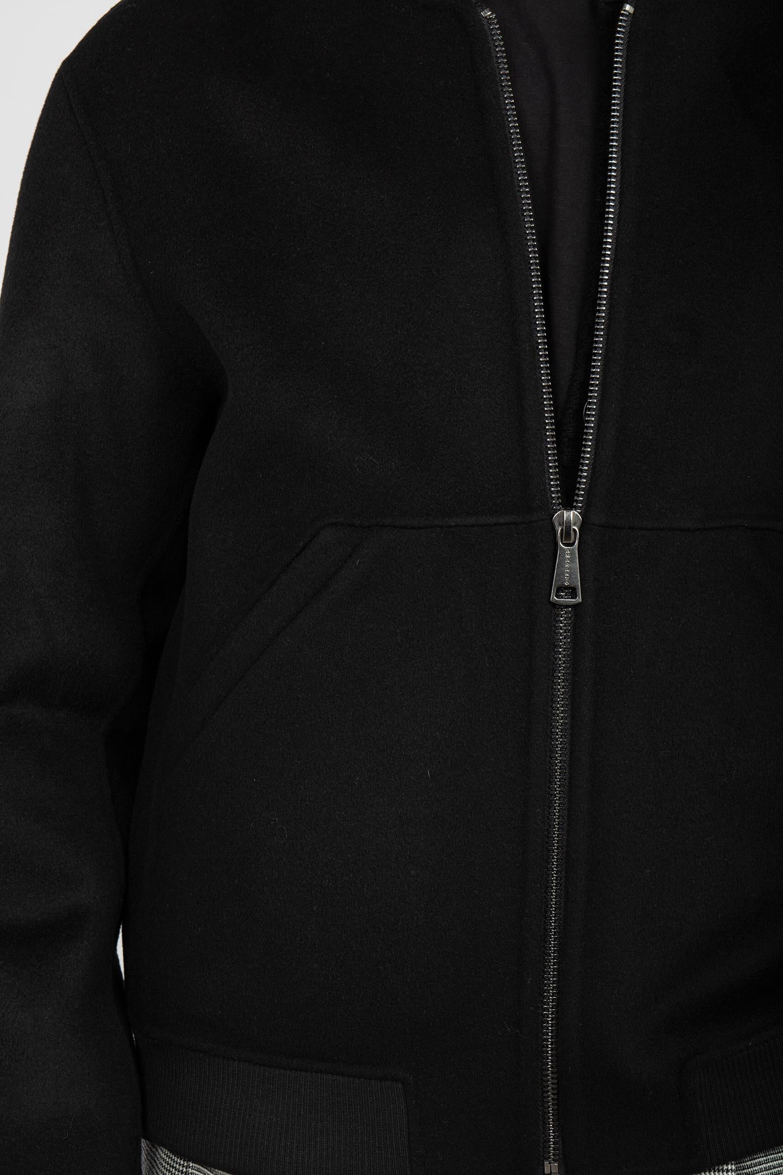 giacca con zip in panno di lana B6F0011 NERO AMARANTO 