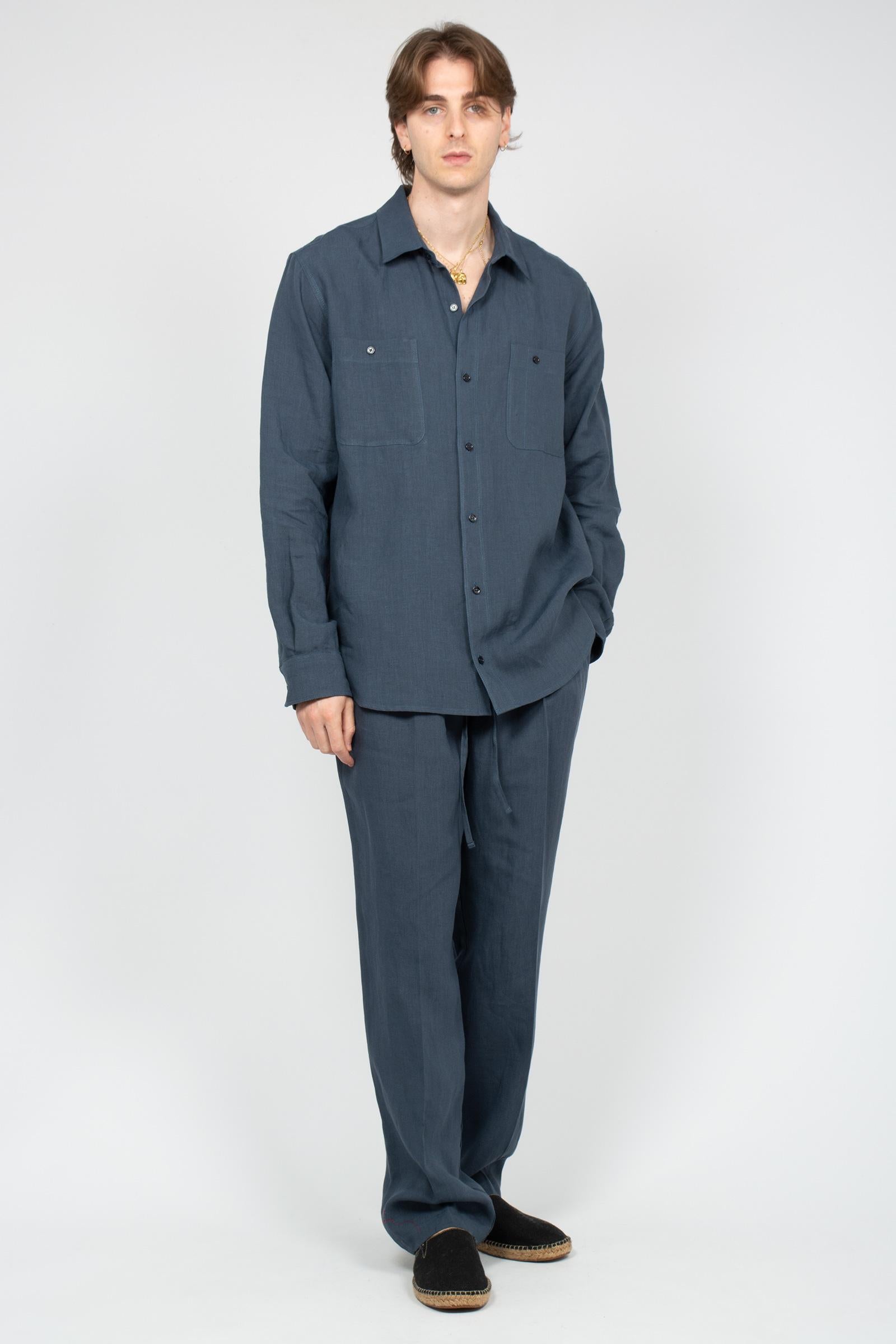 jogger in lino B6AB0037 BLUE AMARANTO 