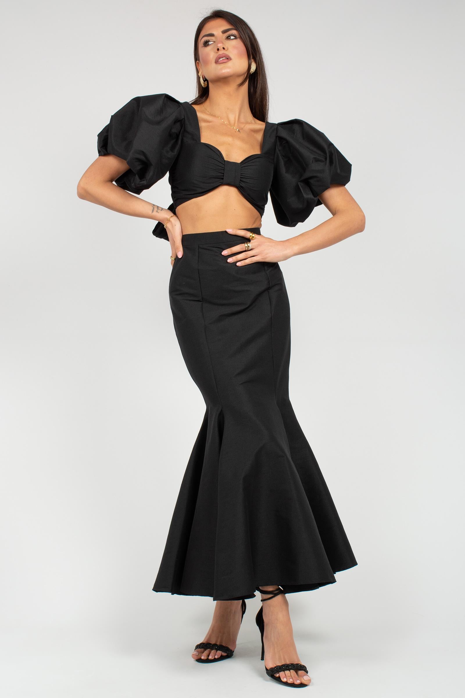 gonna svasata in shantung GO3554ART16152 BLACK ACTUALEE 