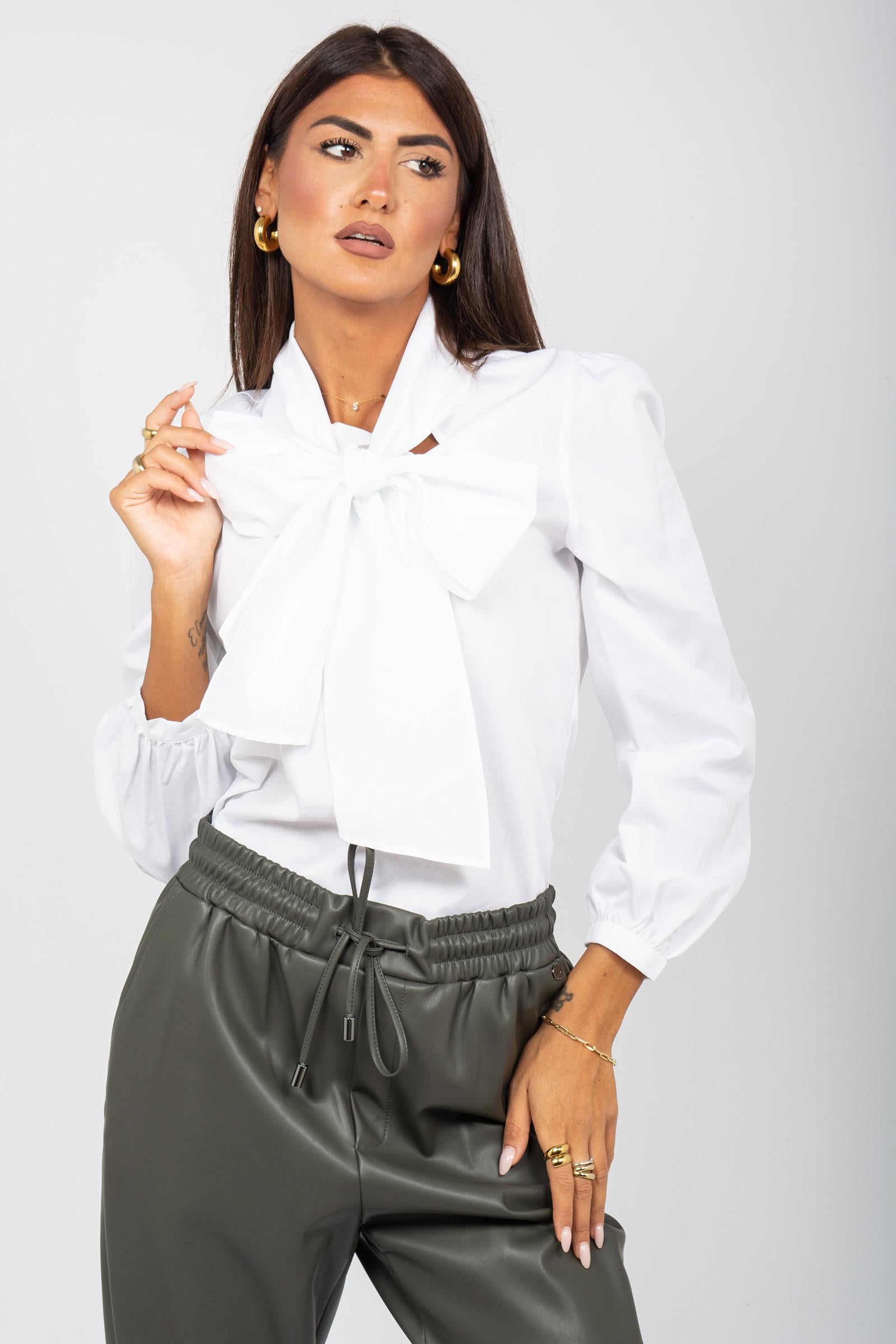 blusa con fiocco in cotone 2436R102999N 01 DIANA GALLESI 