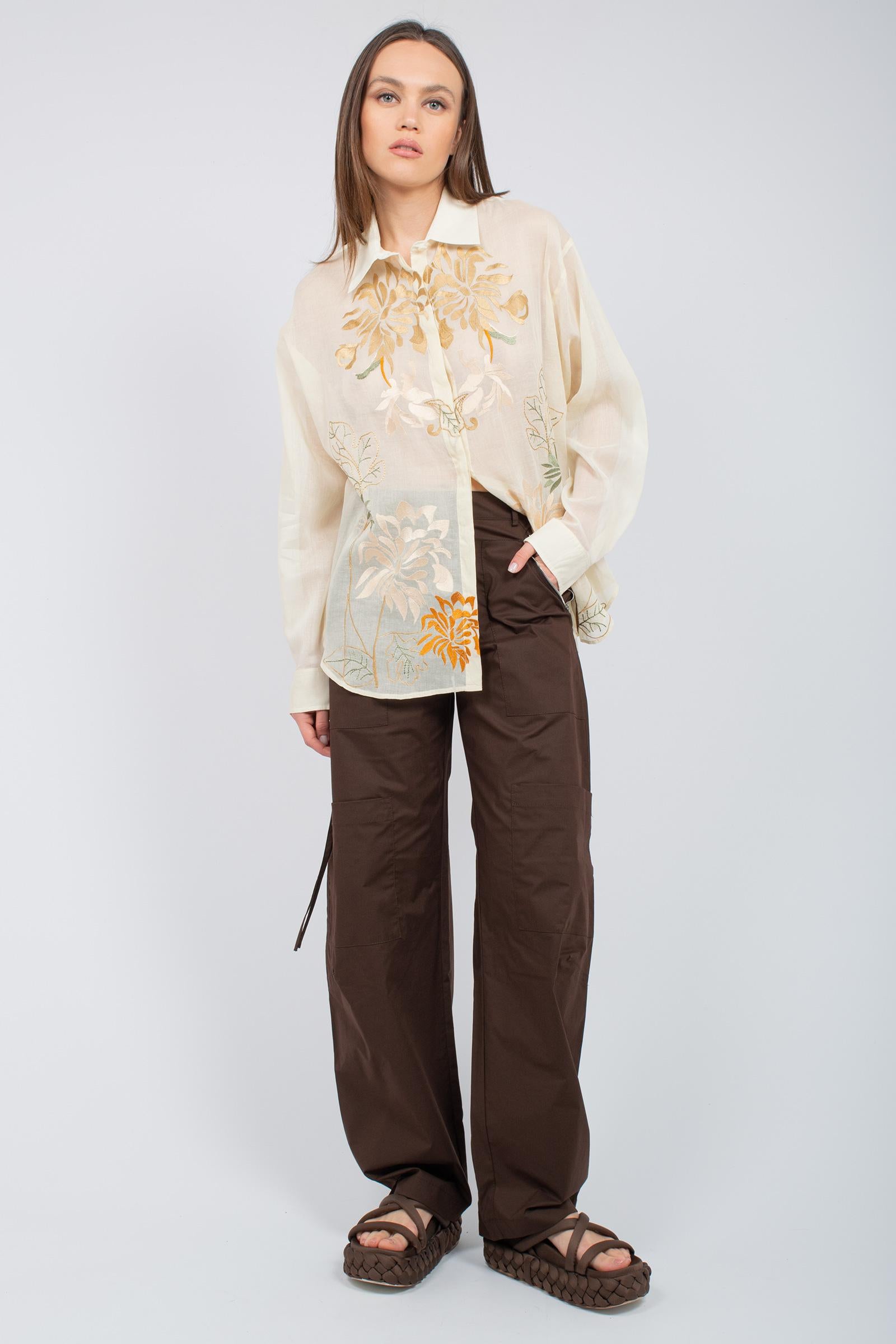 camicia in ramie ricamato CA141750780089 006 SEVENTY 
