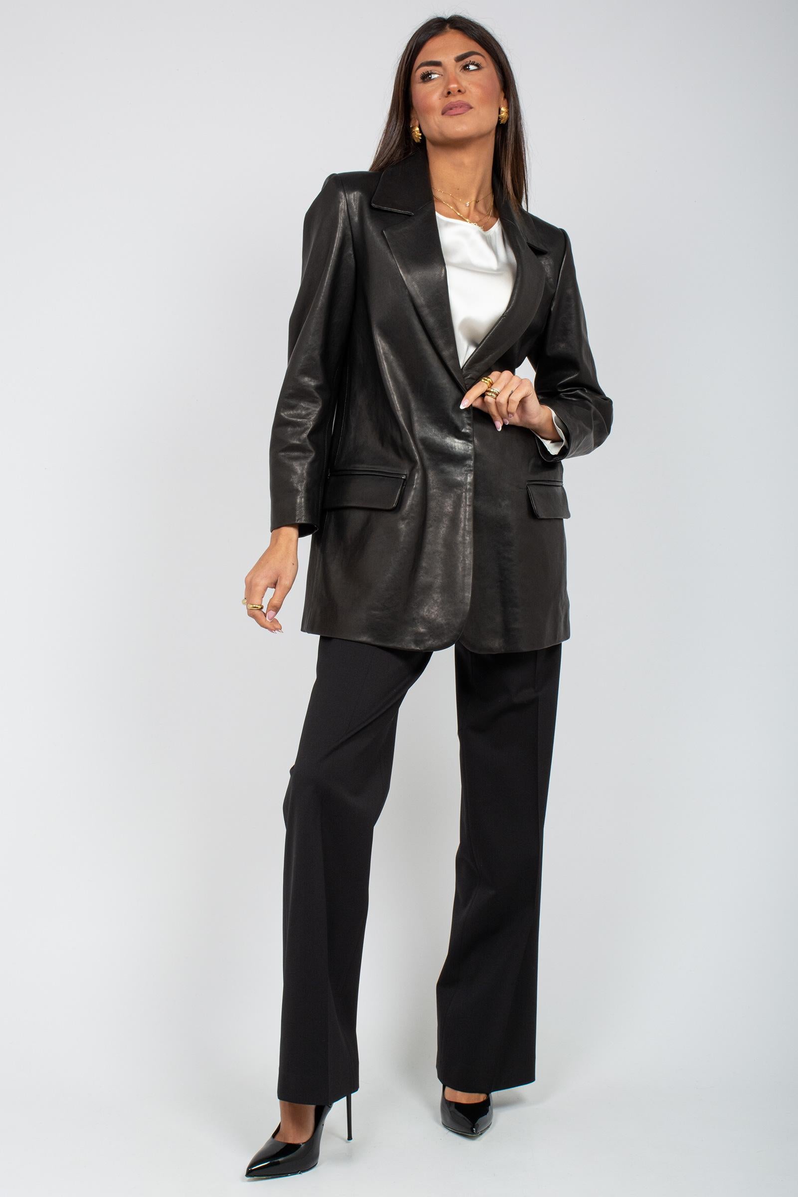 giacca in pelle naturale MARIANNA NERO THE AL 