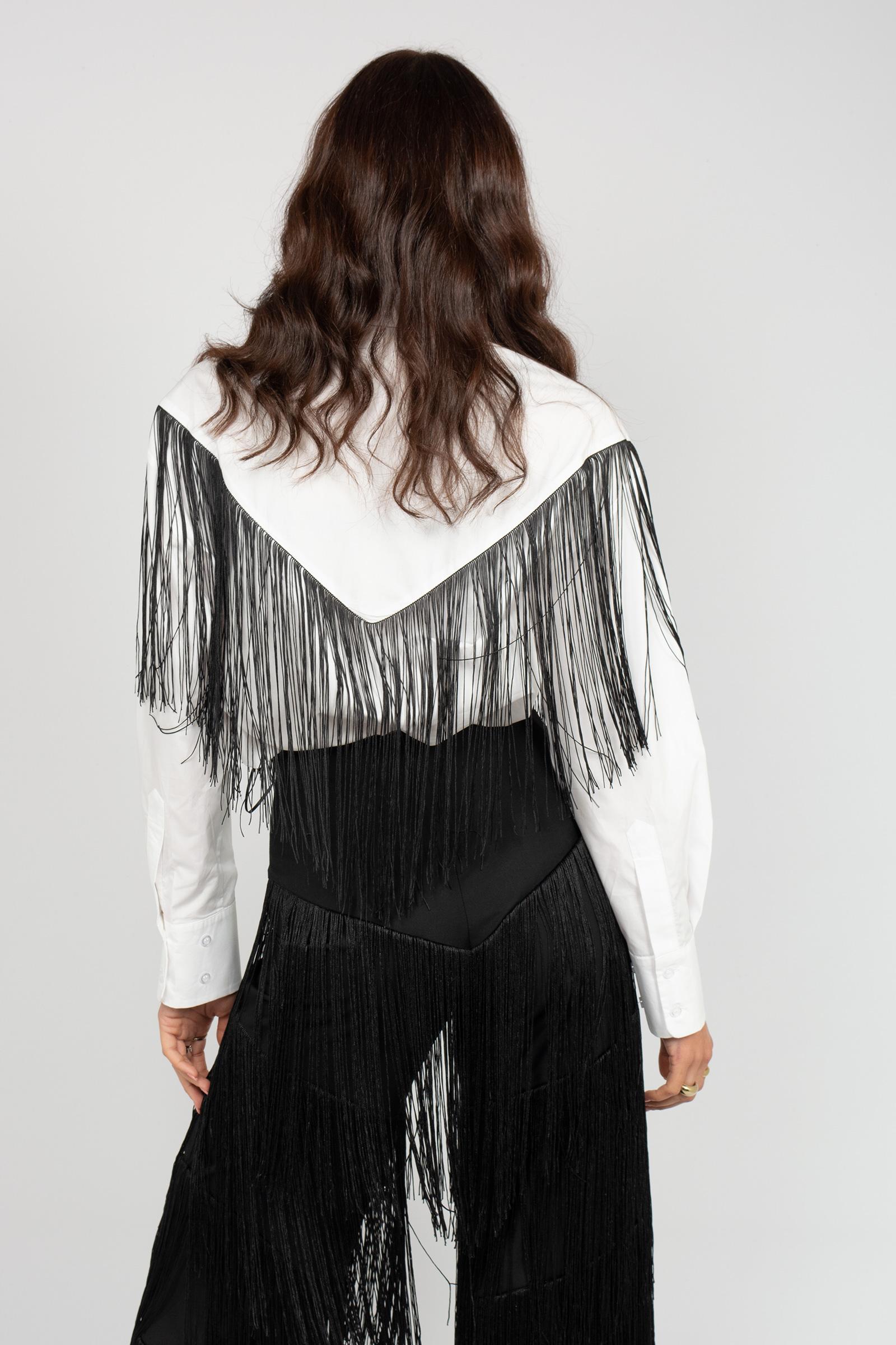 camicia in popeline con frange S26SL17 W116 WEILI ZHENG 