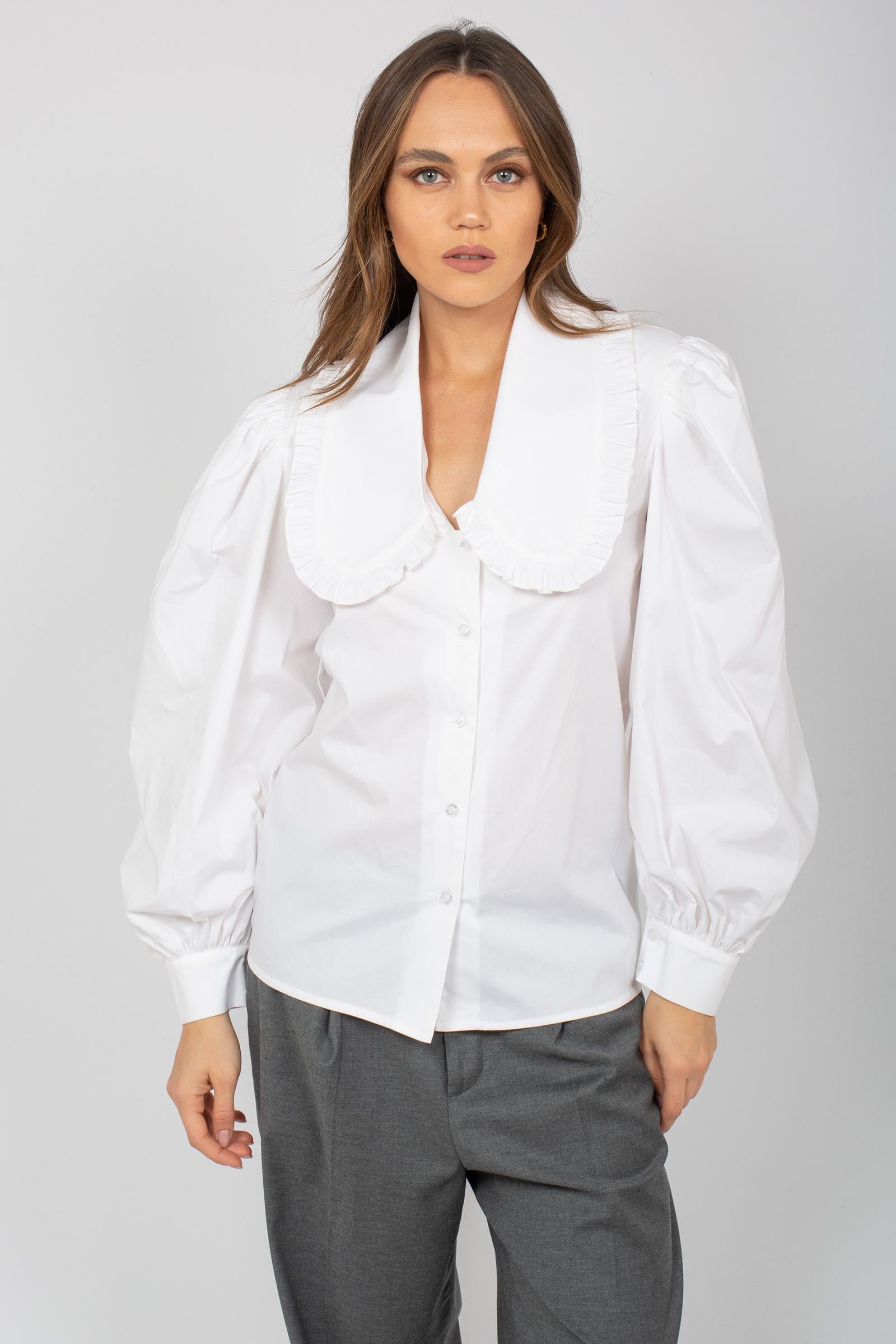 camicia con maxi collo CA597ART15155 WHITE ACTUALEE 