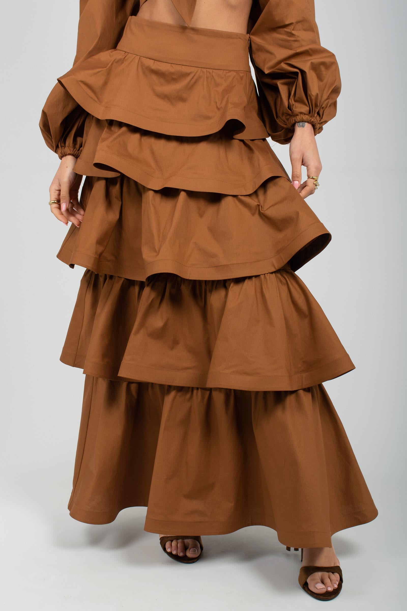 gonna a balze in cotone GO3557ART16182 BROWN ACTUALEE 