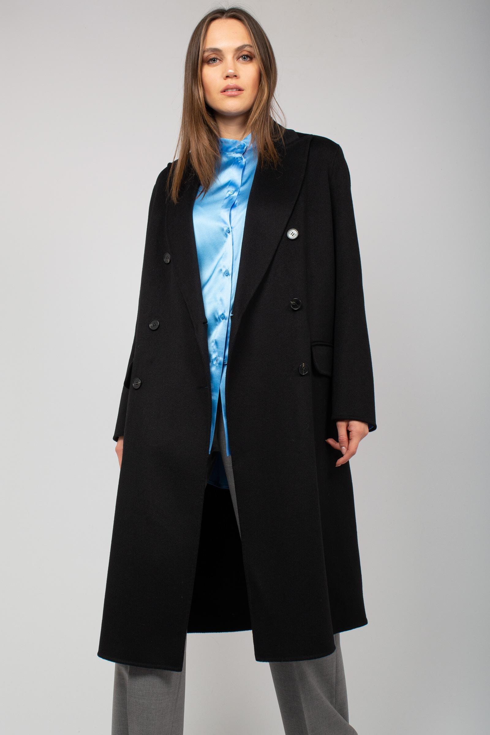 cappotto in panno di lana 'arianna' B51PDARIADOU NERO PALTO' 