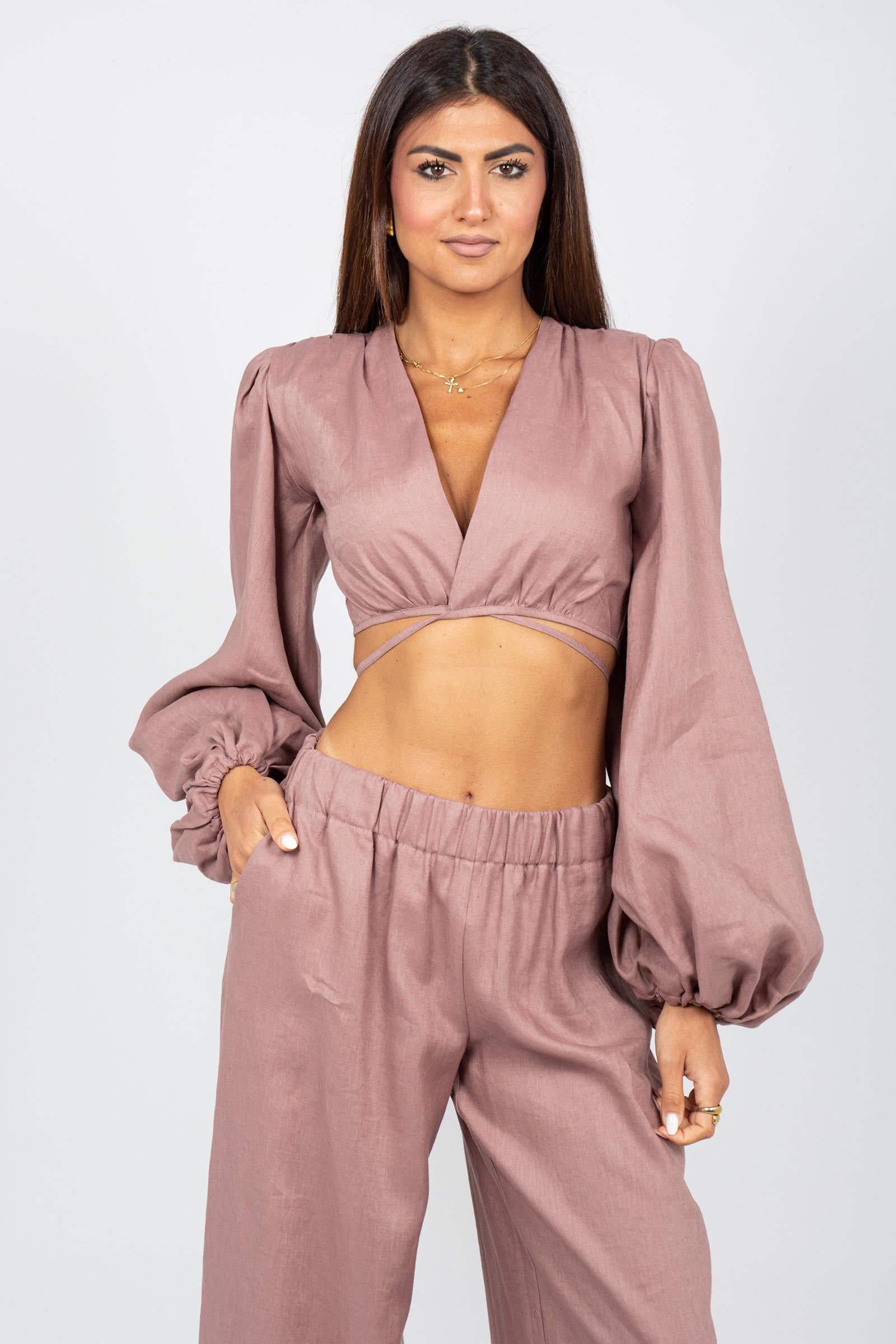 top in lino TO304ART16171 PINK ACTUALEE 