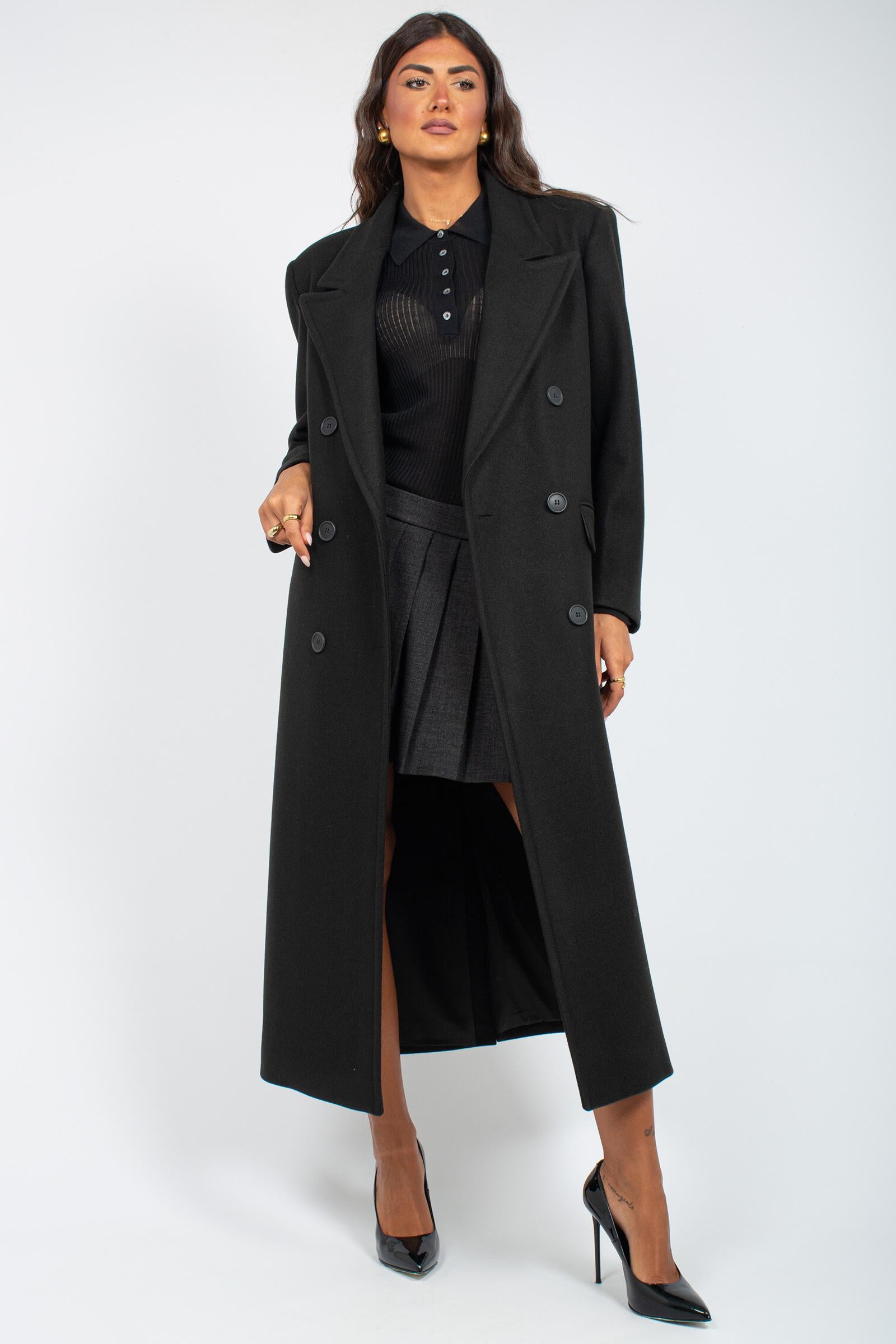 cappotto oversize doppio petto CT476ARTCP025 BLACK ACTUALEE 
