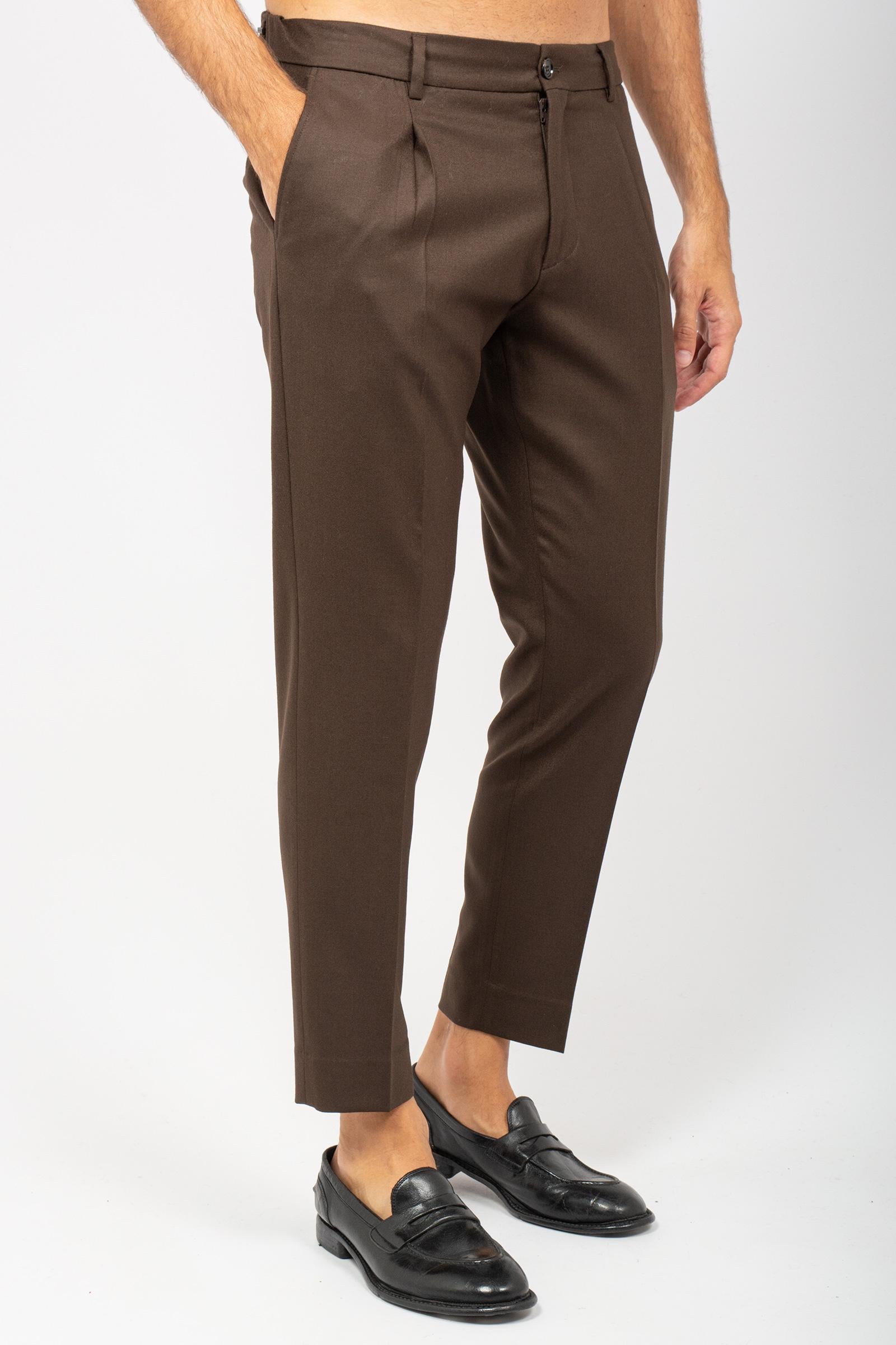 pantalone con coulisse in lana vergine 'riccardo' RICCARDOCCWFS CASTAGNA BE ABLE 