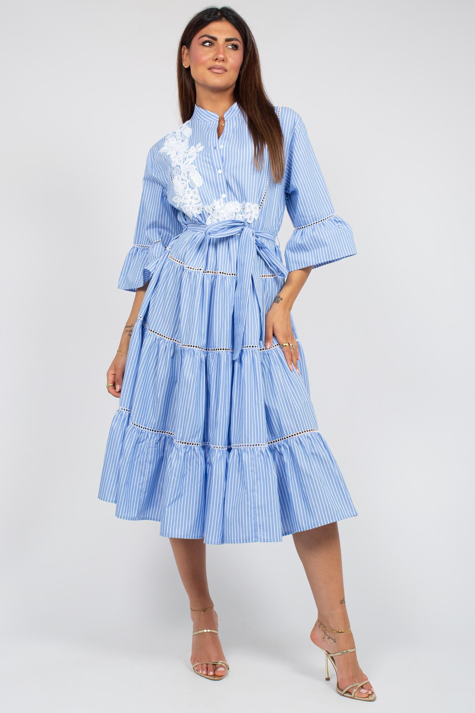 abito in cotone a righe D48EQ064CCET1 07310 ERMANNO - ERMANNO SCERVINO 