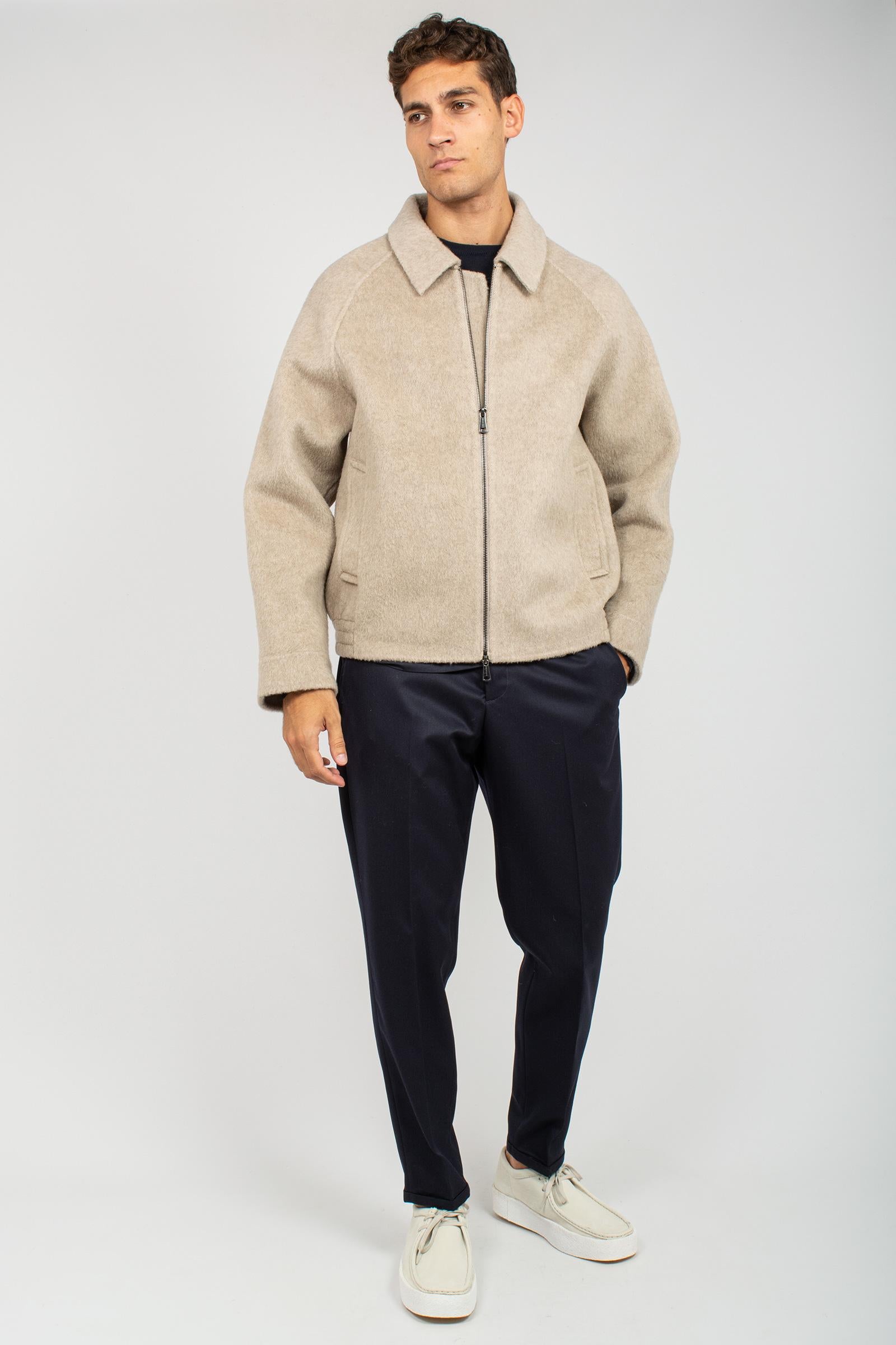giacca con zip in lana e cammello B6F0009 NOCCIOLA AMARANTO 