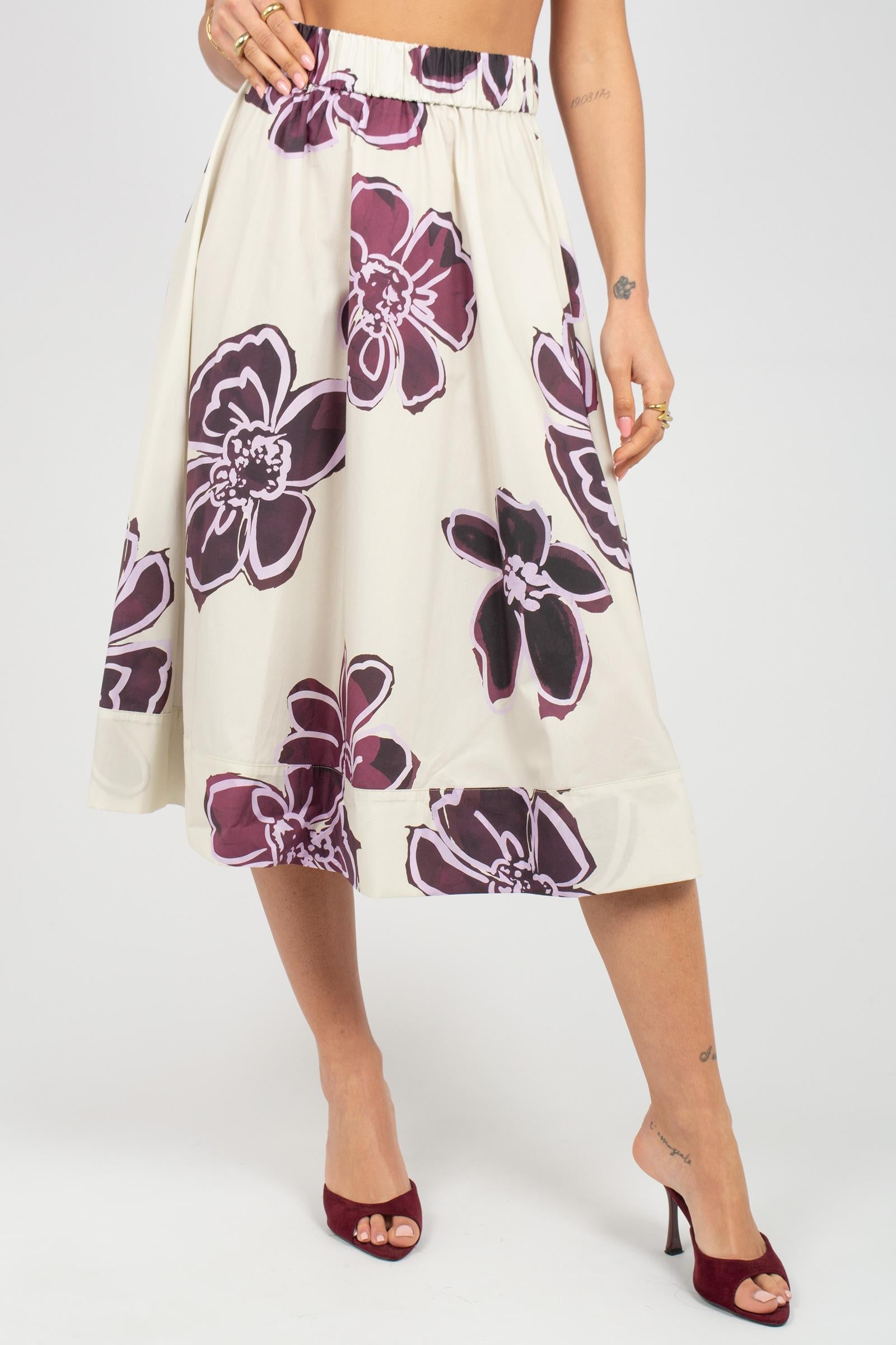 gonna in cotone stampato S7401T9590 433 ROSSO 35 