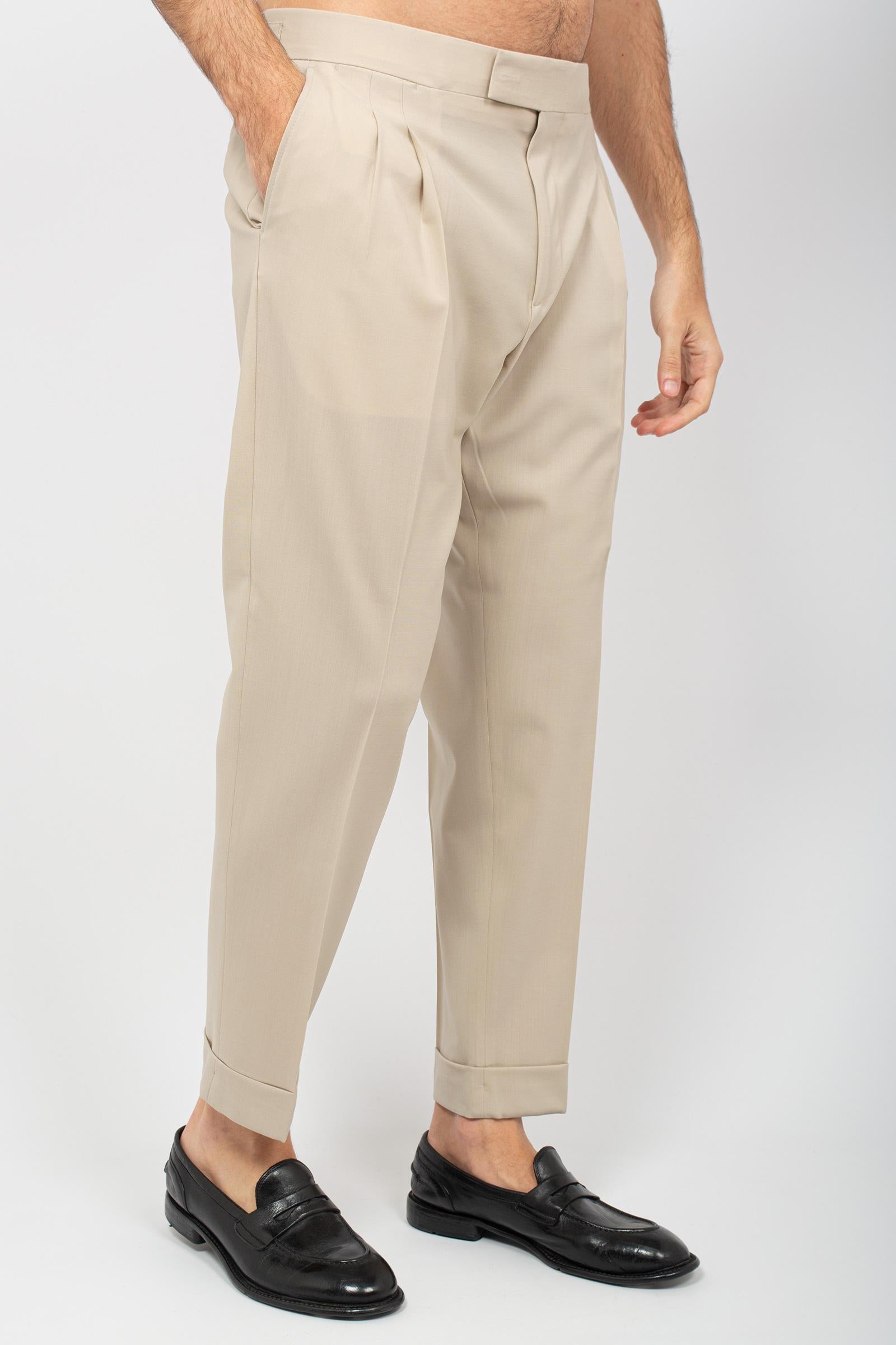 pantalone con pinces in lana vergine 'robby' ROBBYET SABBIA BE ABLE 
