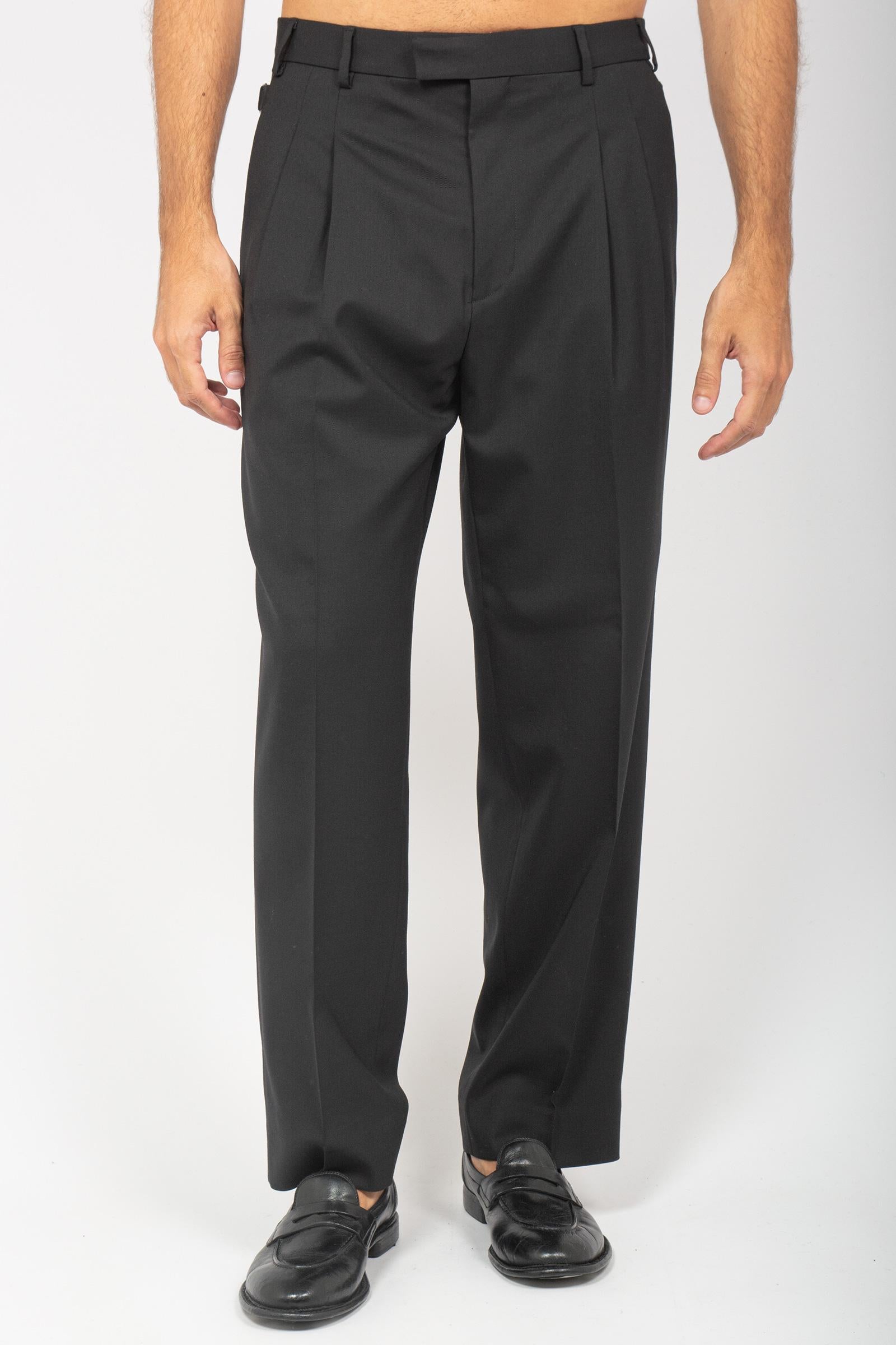 pantalone wide leg in misto lana vergine 'mat' MATWBS NERO BE ABLE 