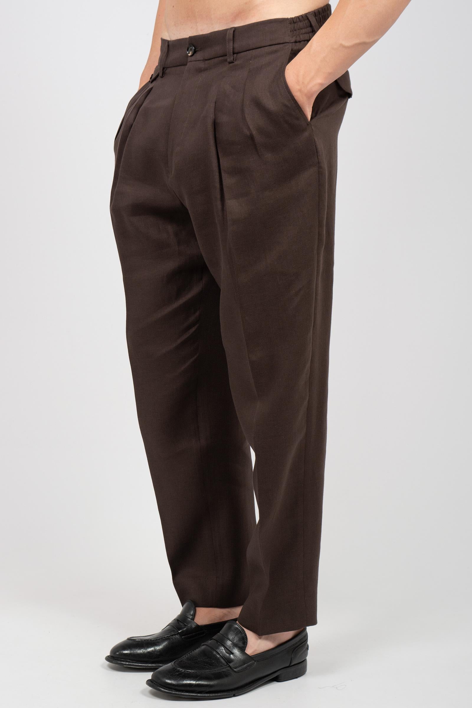 pantalone in lino 'sammy' SAMMYLM85S26 CACAO BE ABLE 