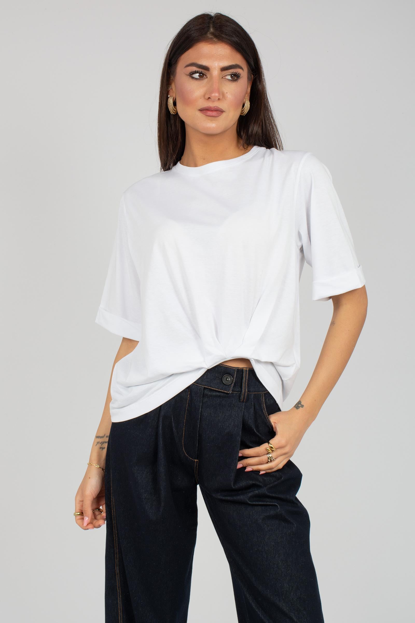 t-shirt in jersey e popeline di cotone MJ2123820476 001 SEVENTY 