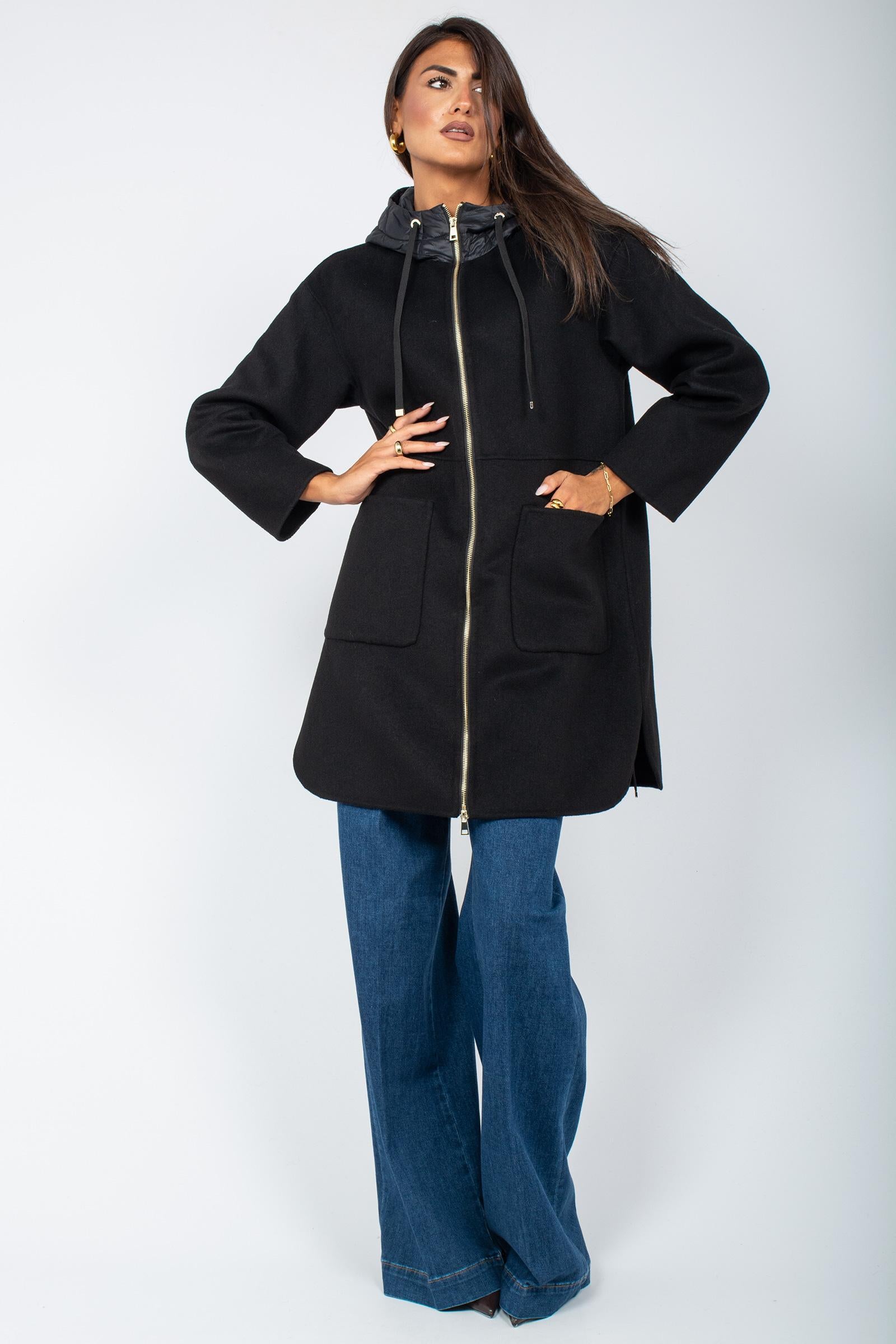 piumino in nylon e panno CP705ATOS NERO SANGERMANO 