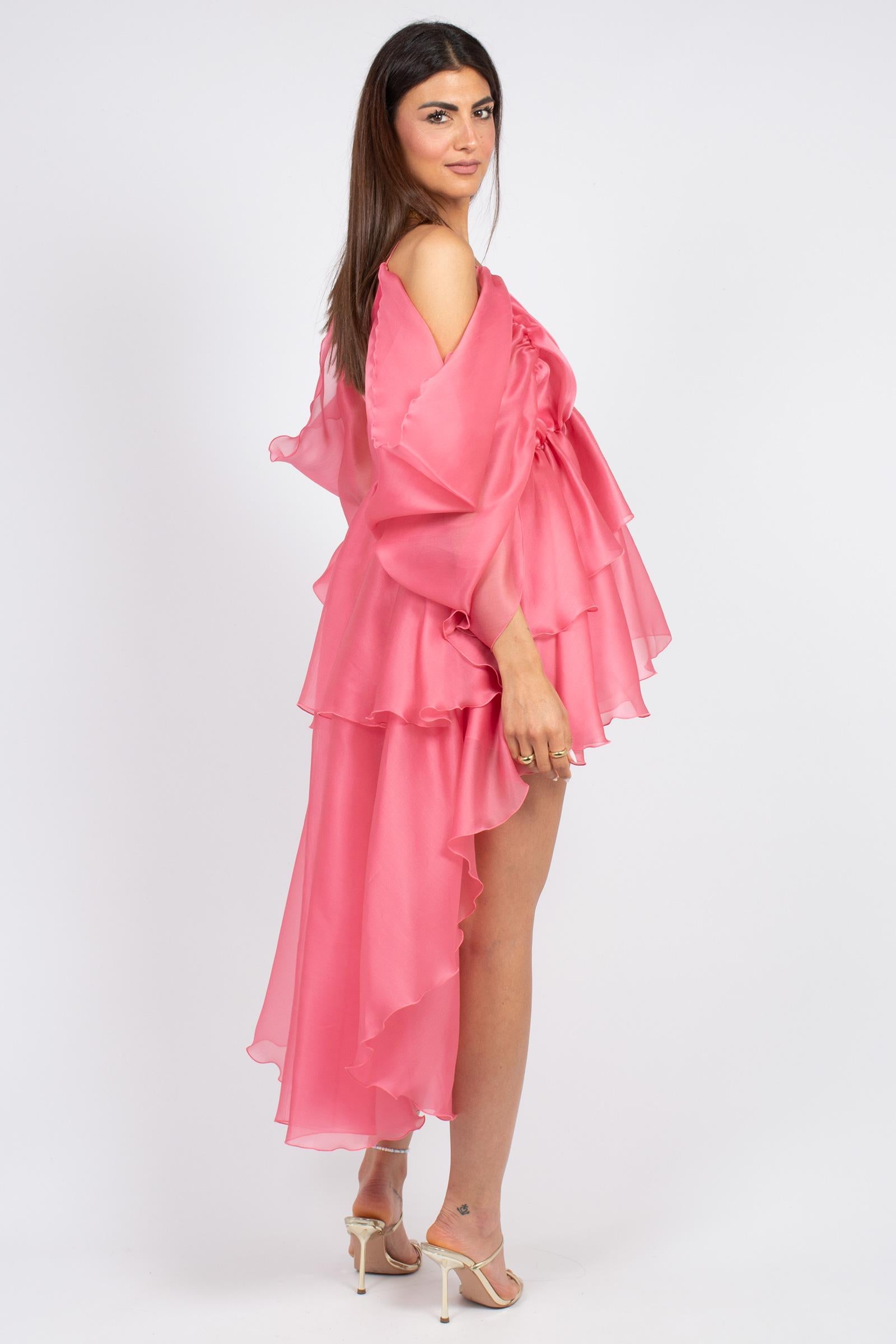 abio asimmetrico in organza MS2605 PINK MIRIAM STELLA 