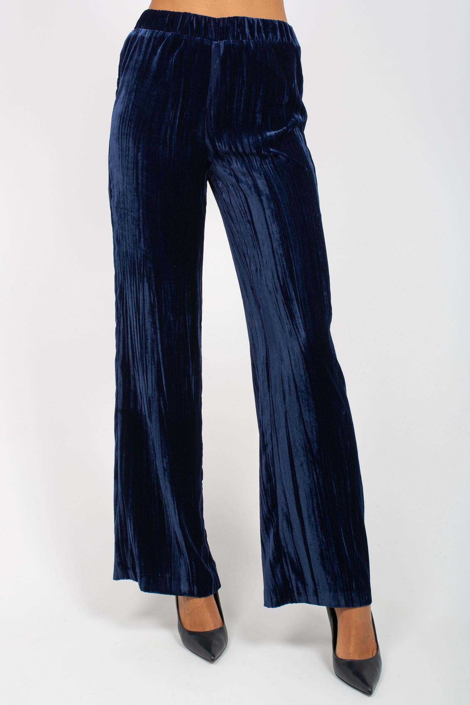 pantalone in velluto striato P009LIONE BLU SANGERMANO 