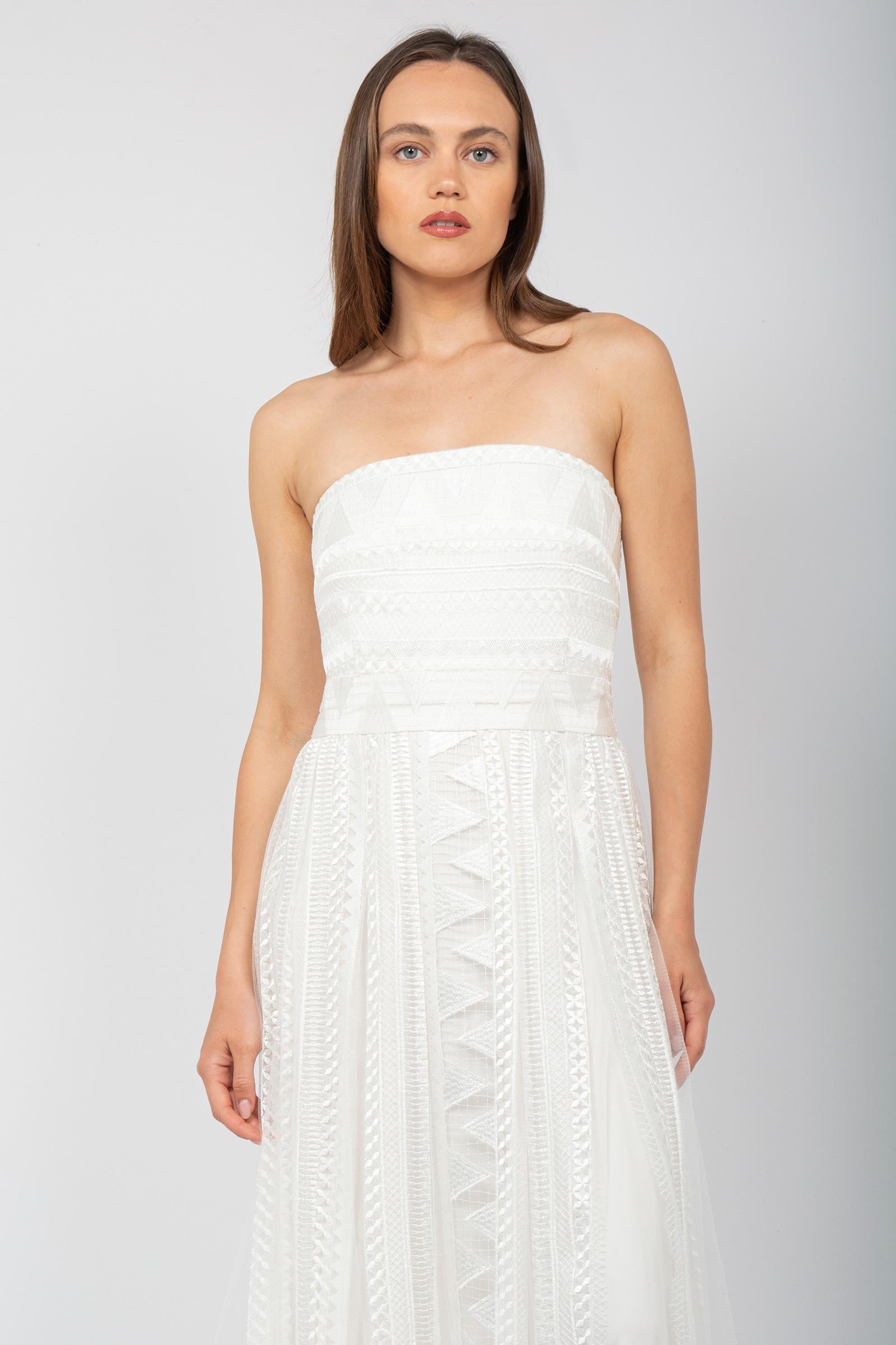abito longuette con bande in pizzo D46EQ042EN5 MF249 ERMANNO - ERMANNO SCERVINO 
