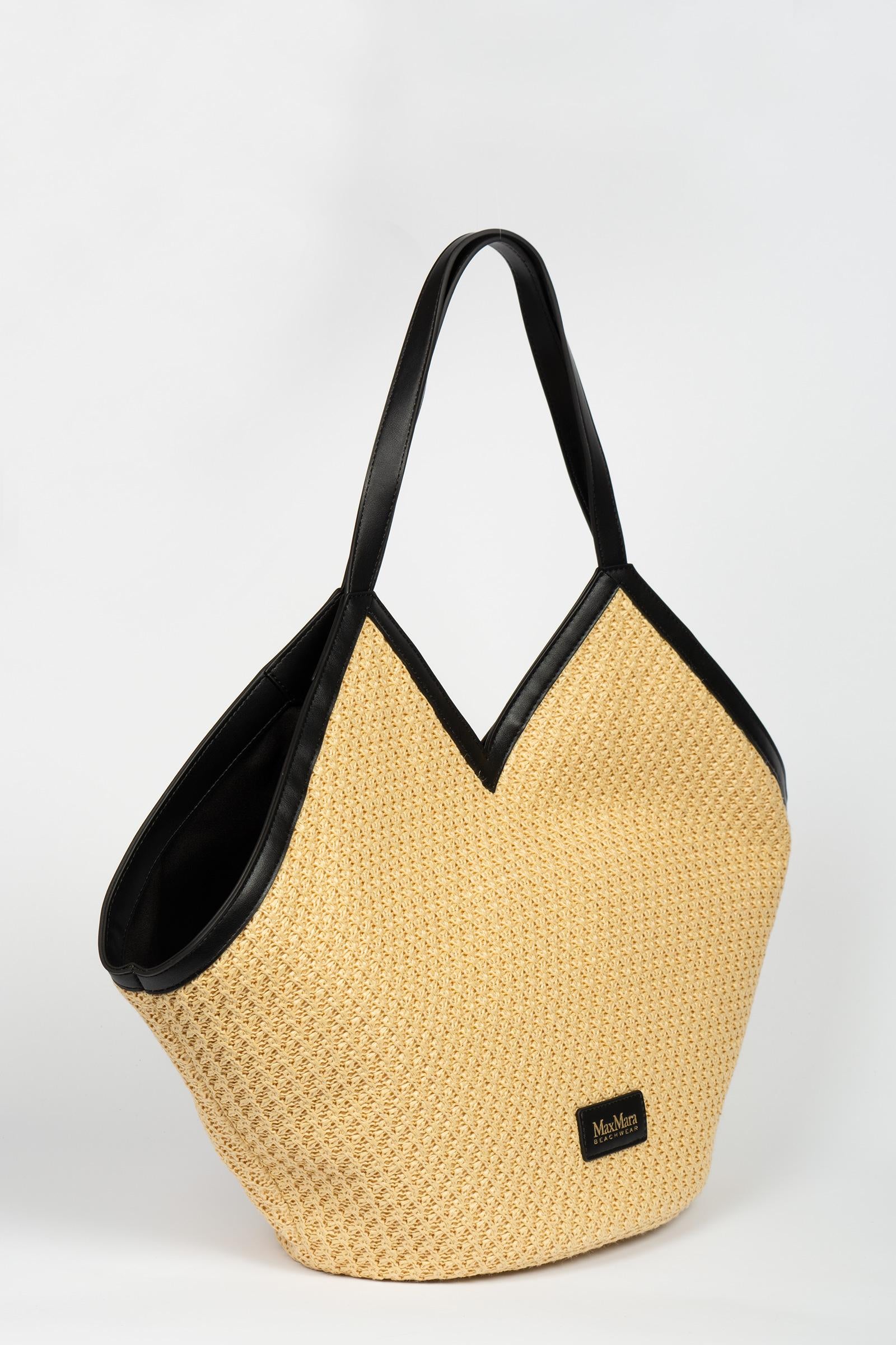 Shopper in rafia ed ecopelle 'bruno' 2616511079600 001 MAXMARA BEACHWARE 