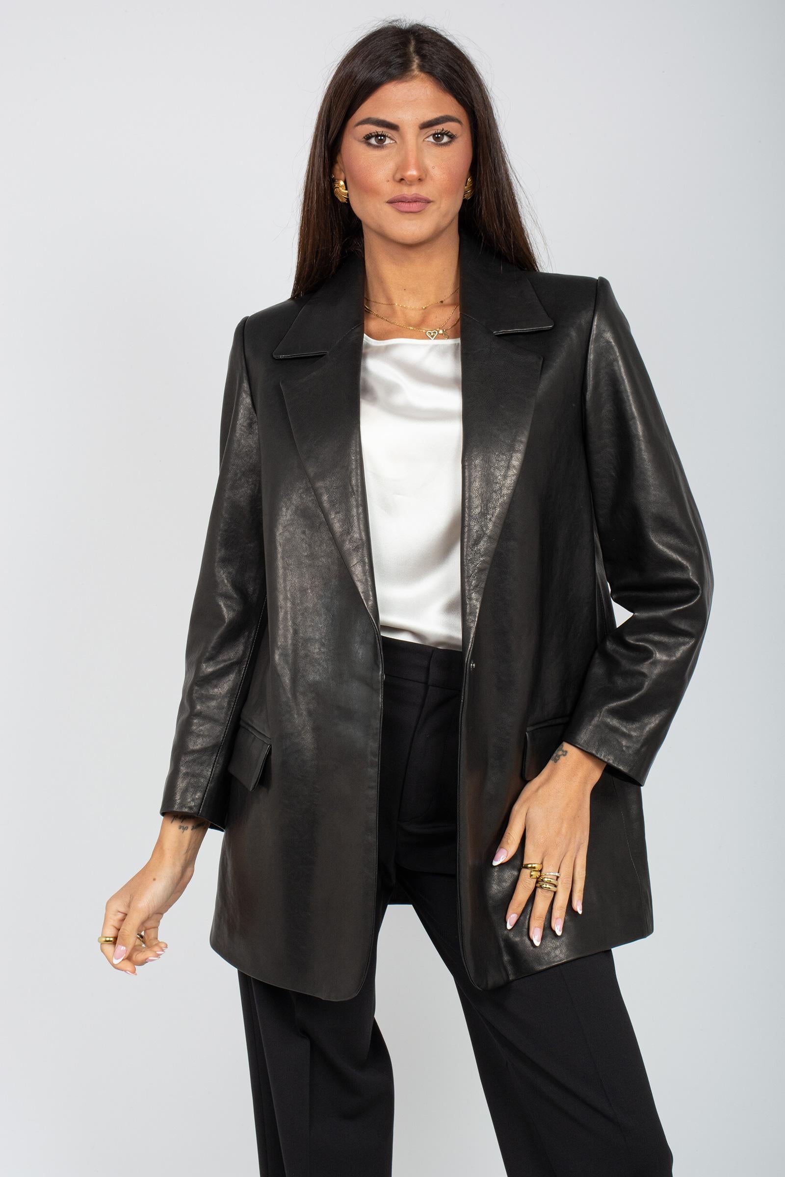 giacca in pelle naturale MARIANNA NERO THE AL 