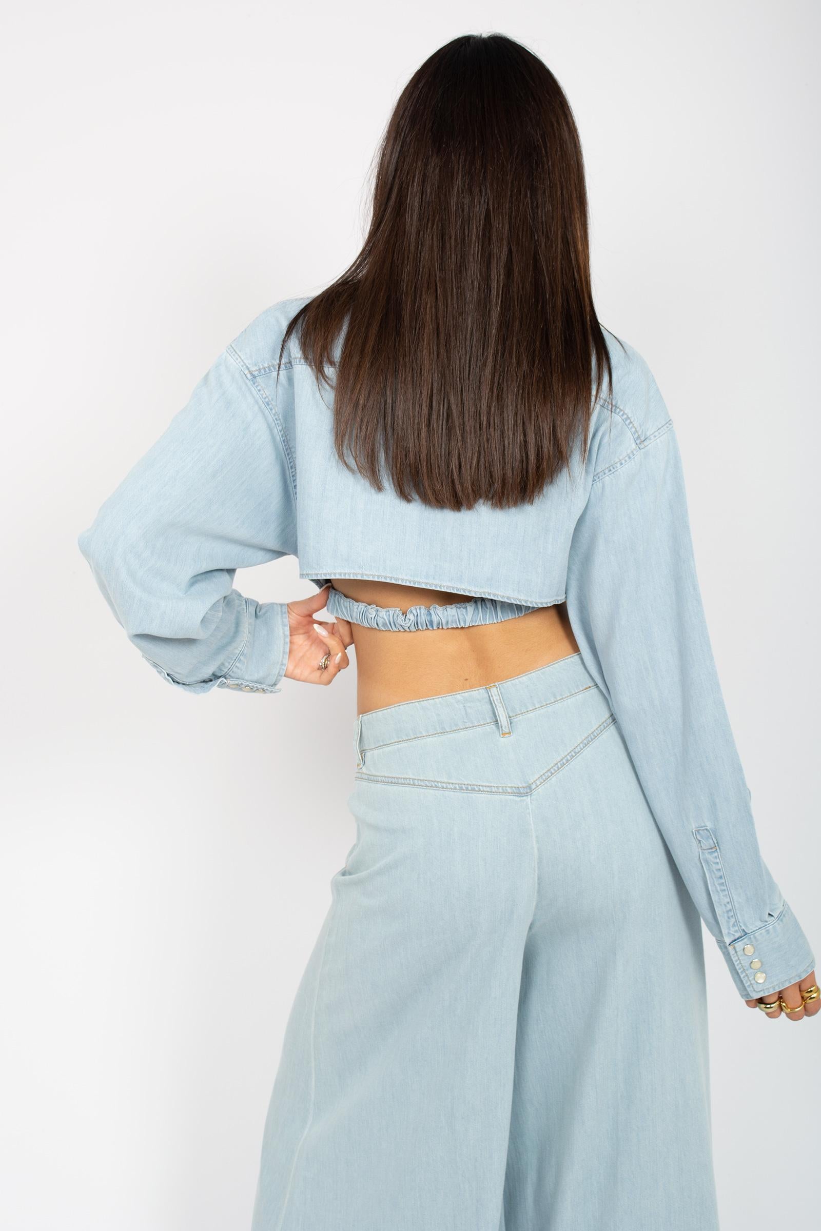 camicia cropped in denim P25CPCAT0101 V0739 SIMONA CORSELLINI 
