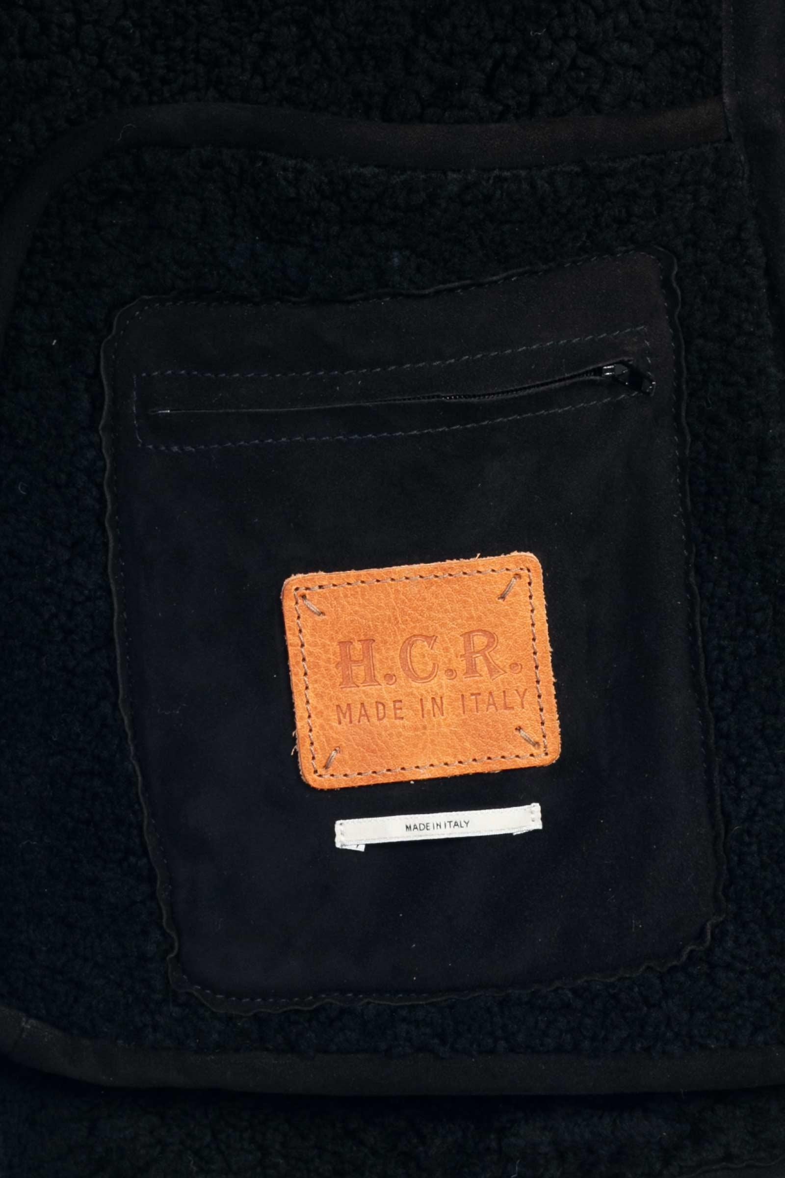giacca con cappuccio in montone 7353MERINO NERO HCR 