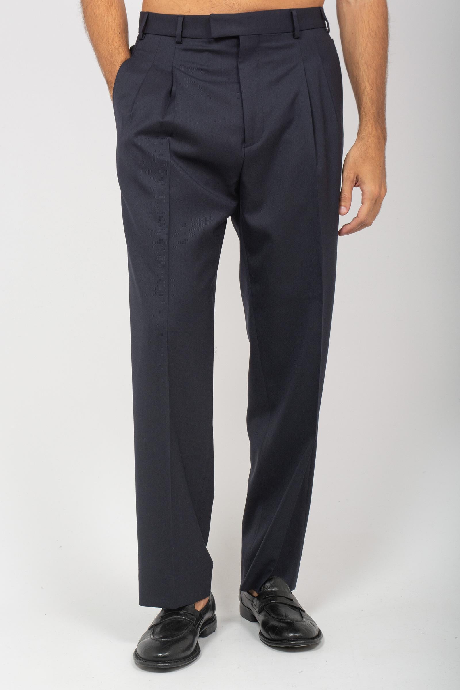 pantalone wide leg in misto lana vergine 'mat' MATWBS BLU BE ABLE 