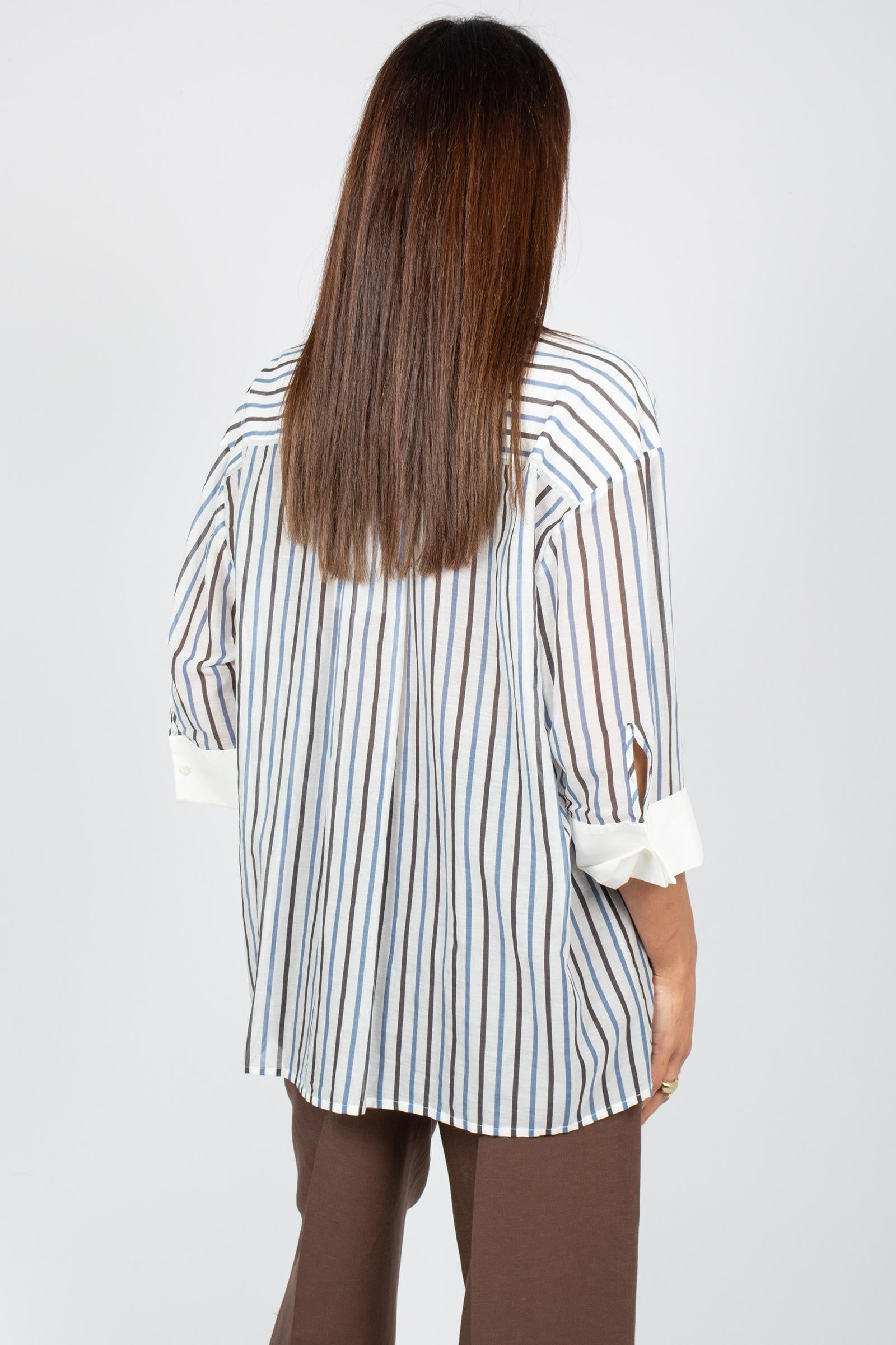 camicia a righe in cotone e seta 'gracia' Y6SK54 RG104 SEMICOUTURE 