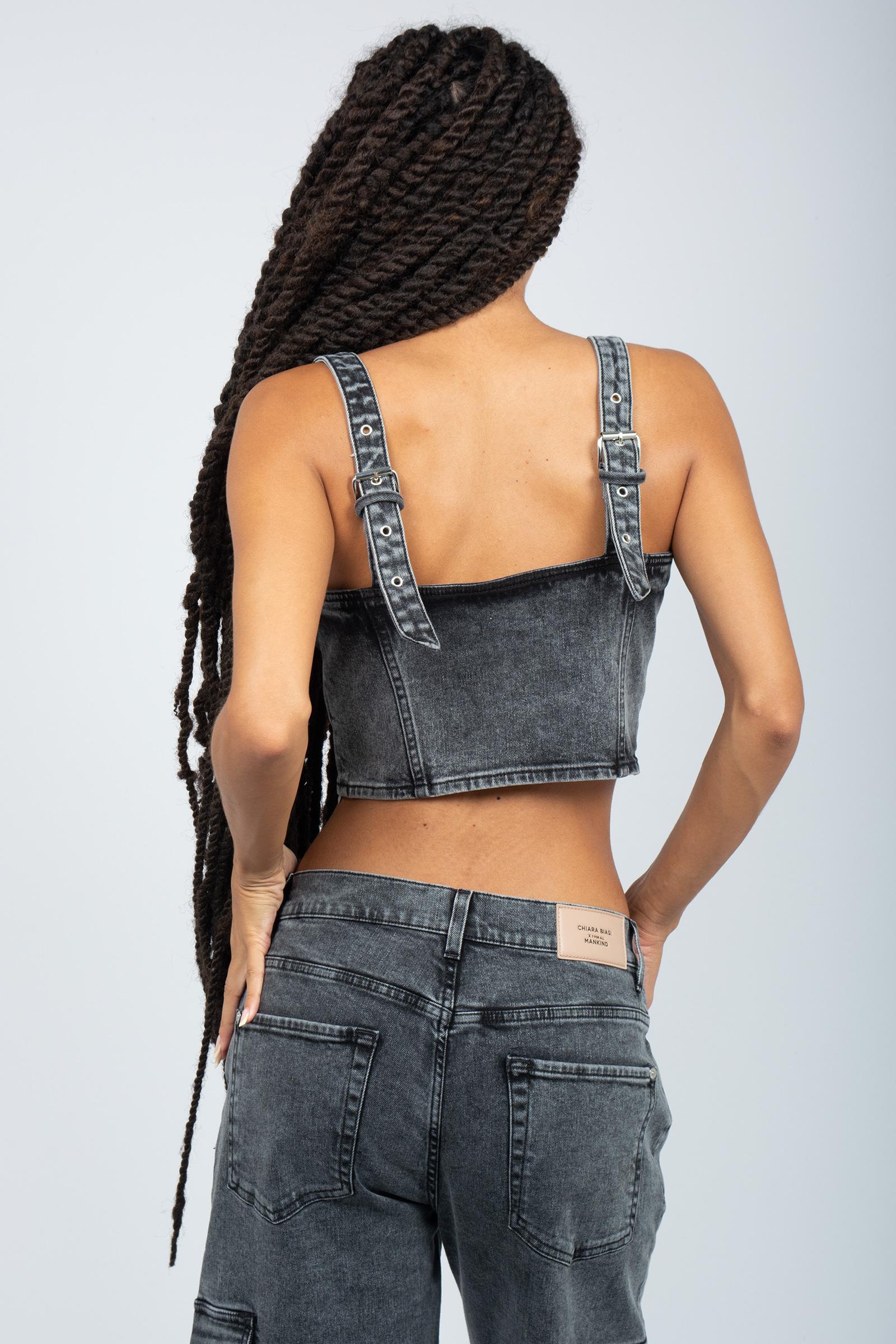 Top in denim 'corselette' JSCPA200 NEVERMOREGREY 7 FOR ALL MANKIND 