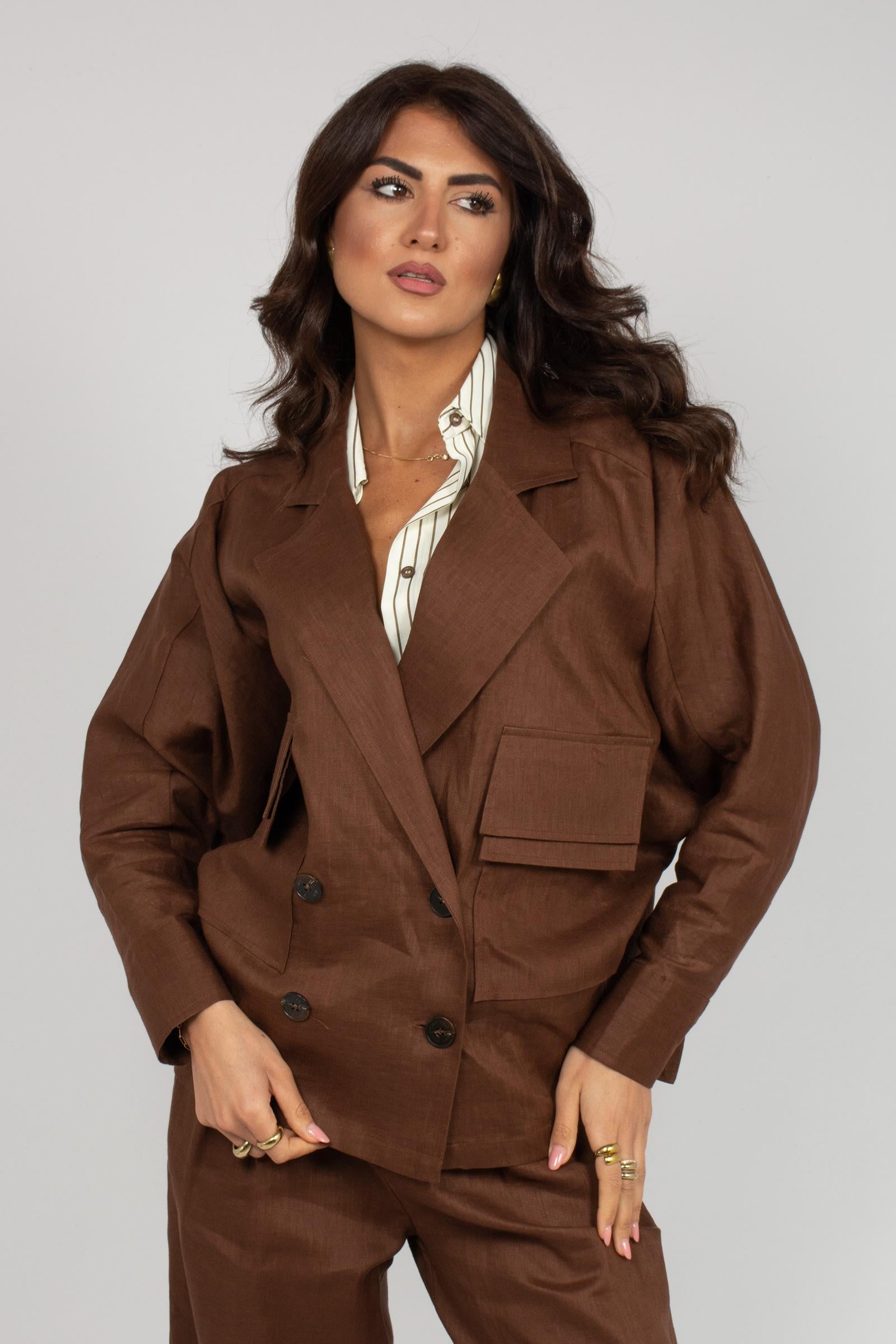 giacca oversize in lino S26JK11 BN25 WEILI ZHENG 