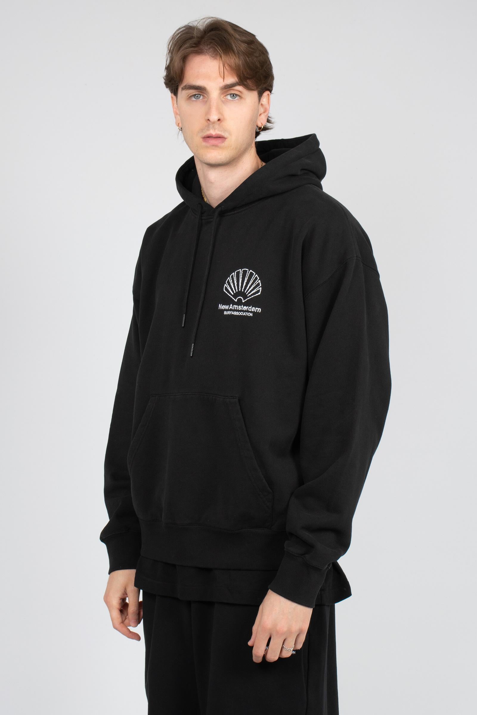 felpa hoodie con logo 2601164001 BLK NEW AMSTERDAM 