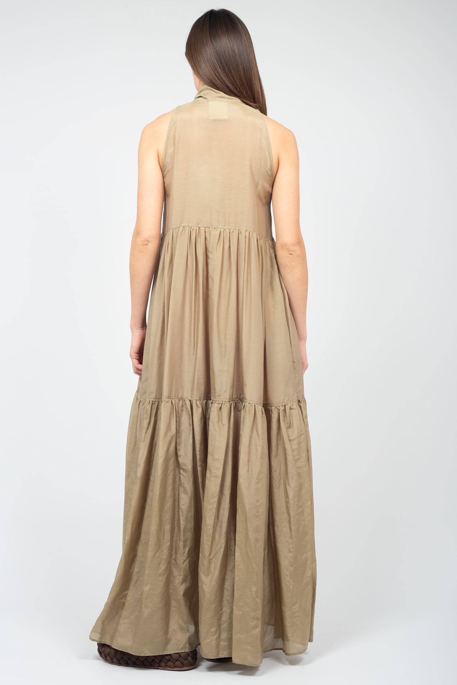 abito lungo in cotone e seta &#39;tonia&#39; S5SI36 R94 SEMICOUTURE 