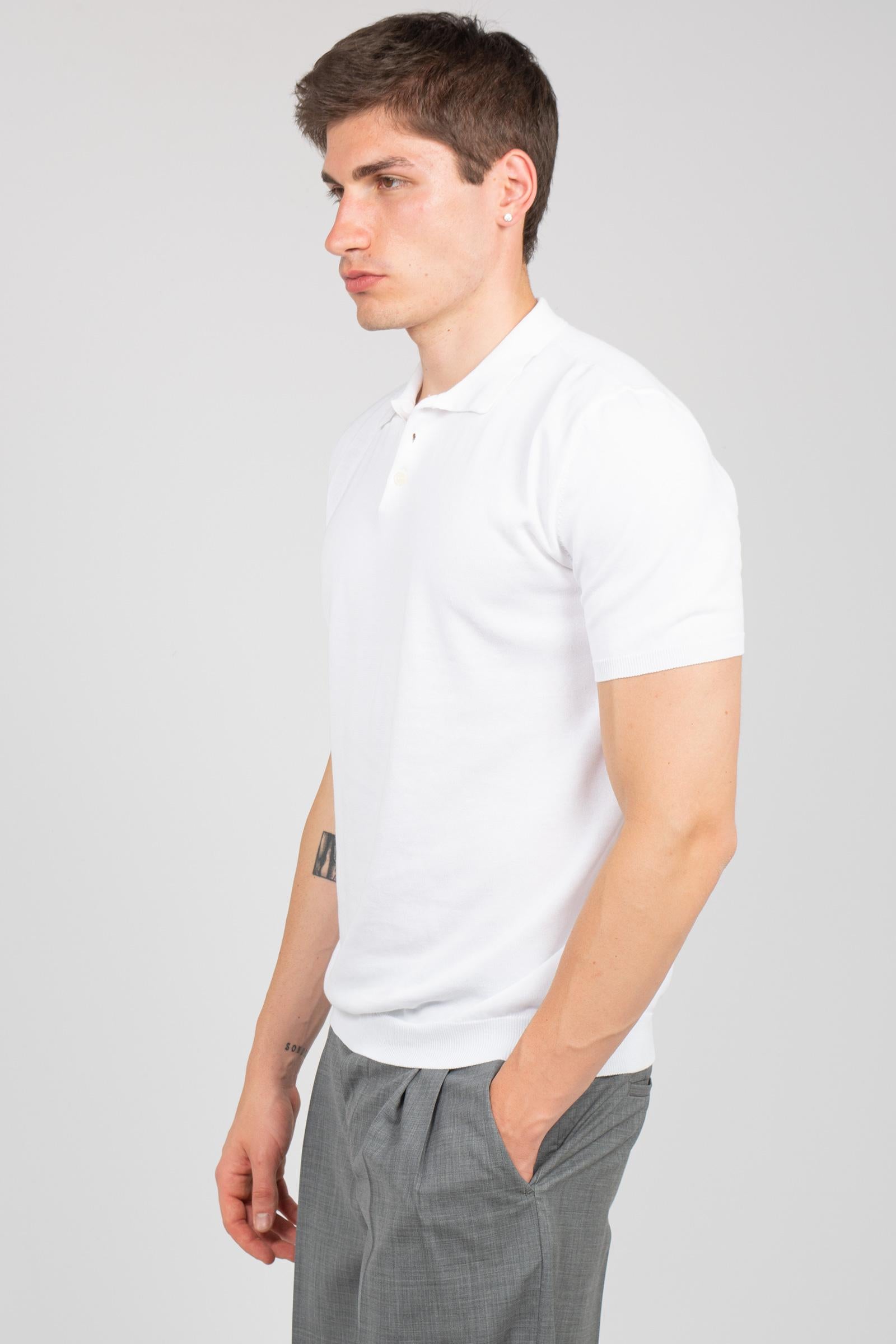 polo in cotone B9AB0051 BIANCO AMARANTO 