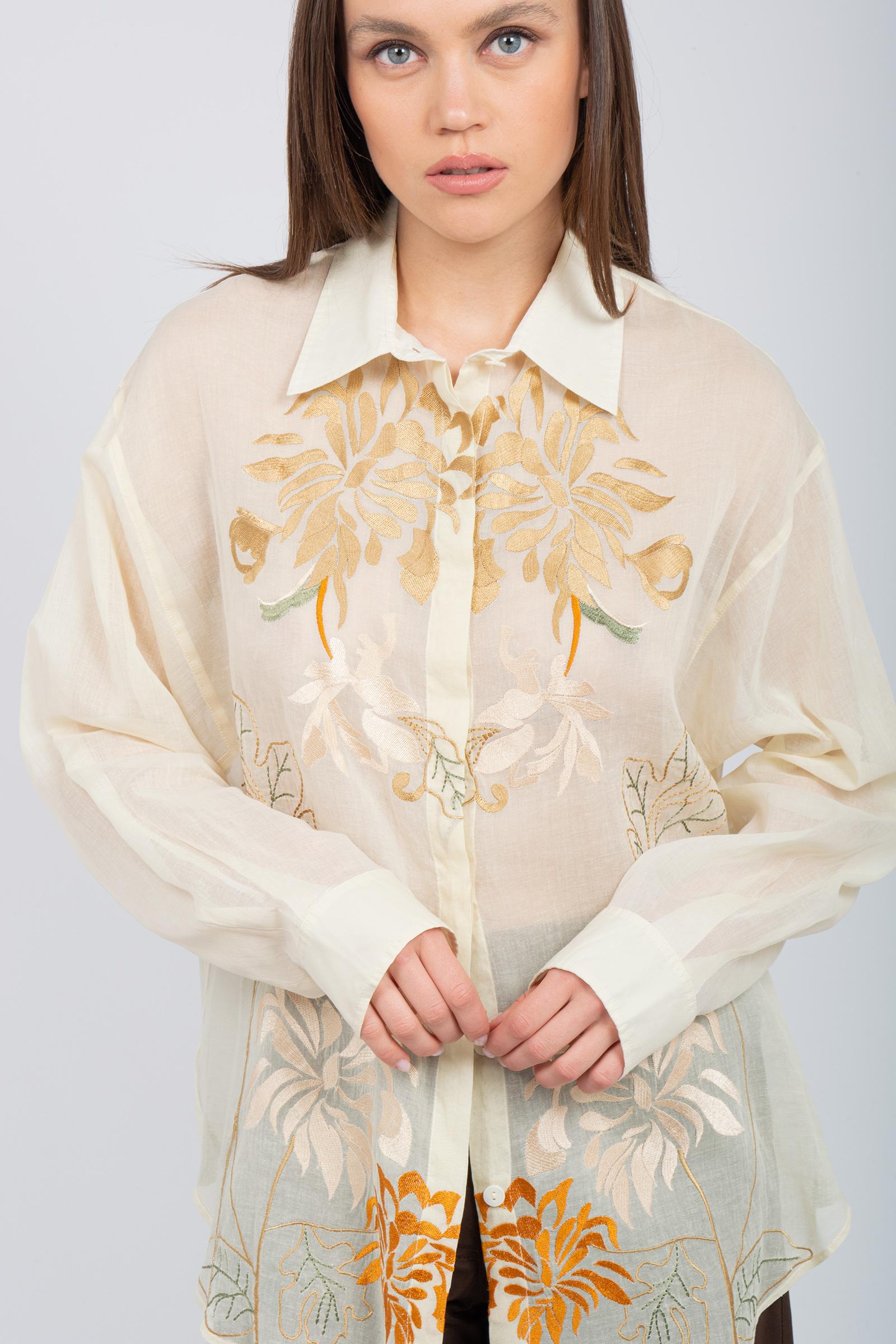 camicia in ramie ricamato CA141750780089 006 SEVENTY 