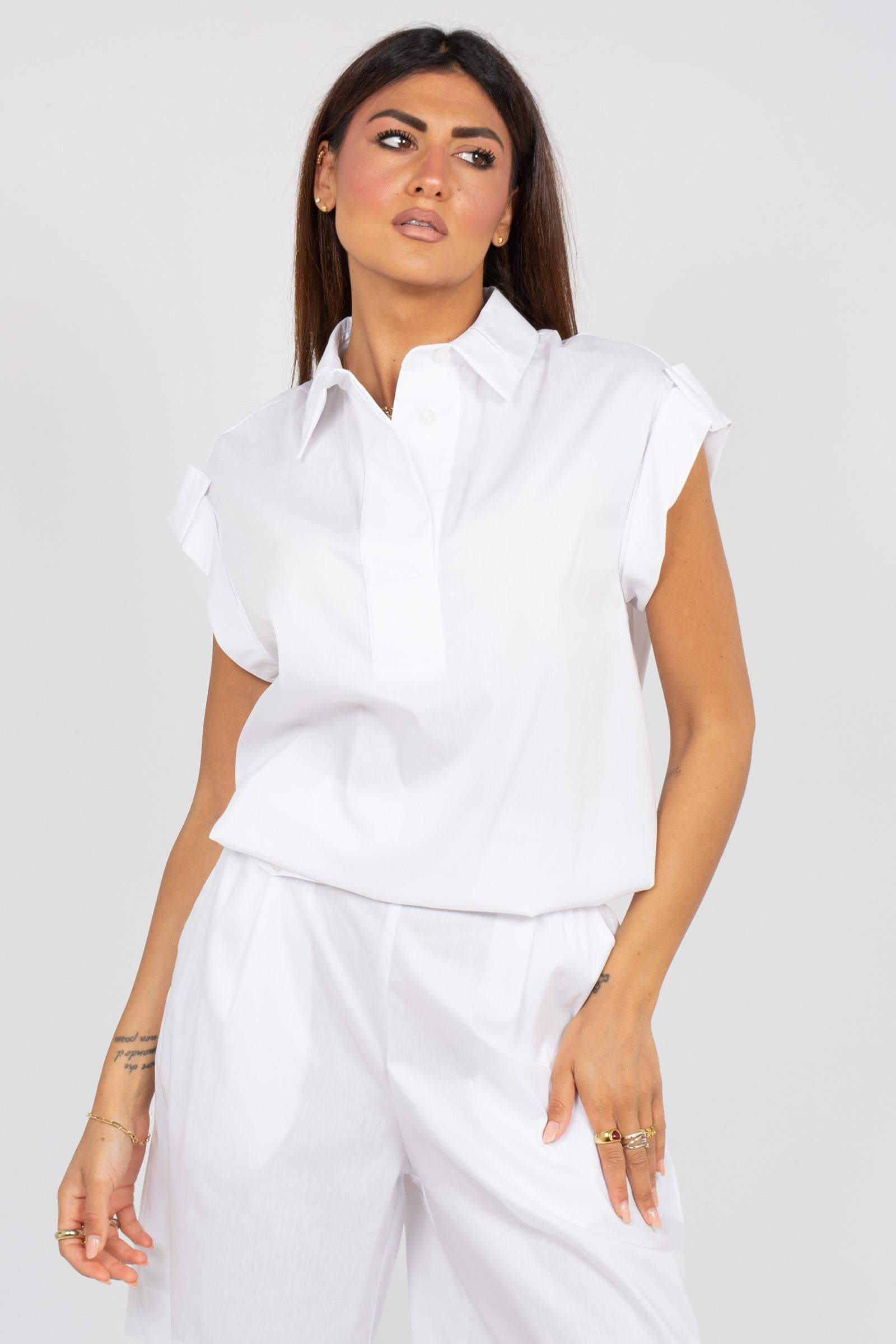 blusa in misto cotone stretch SS2213128 002 ANNA SERAVALLI 