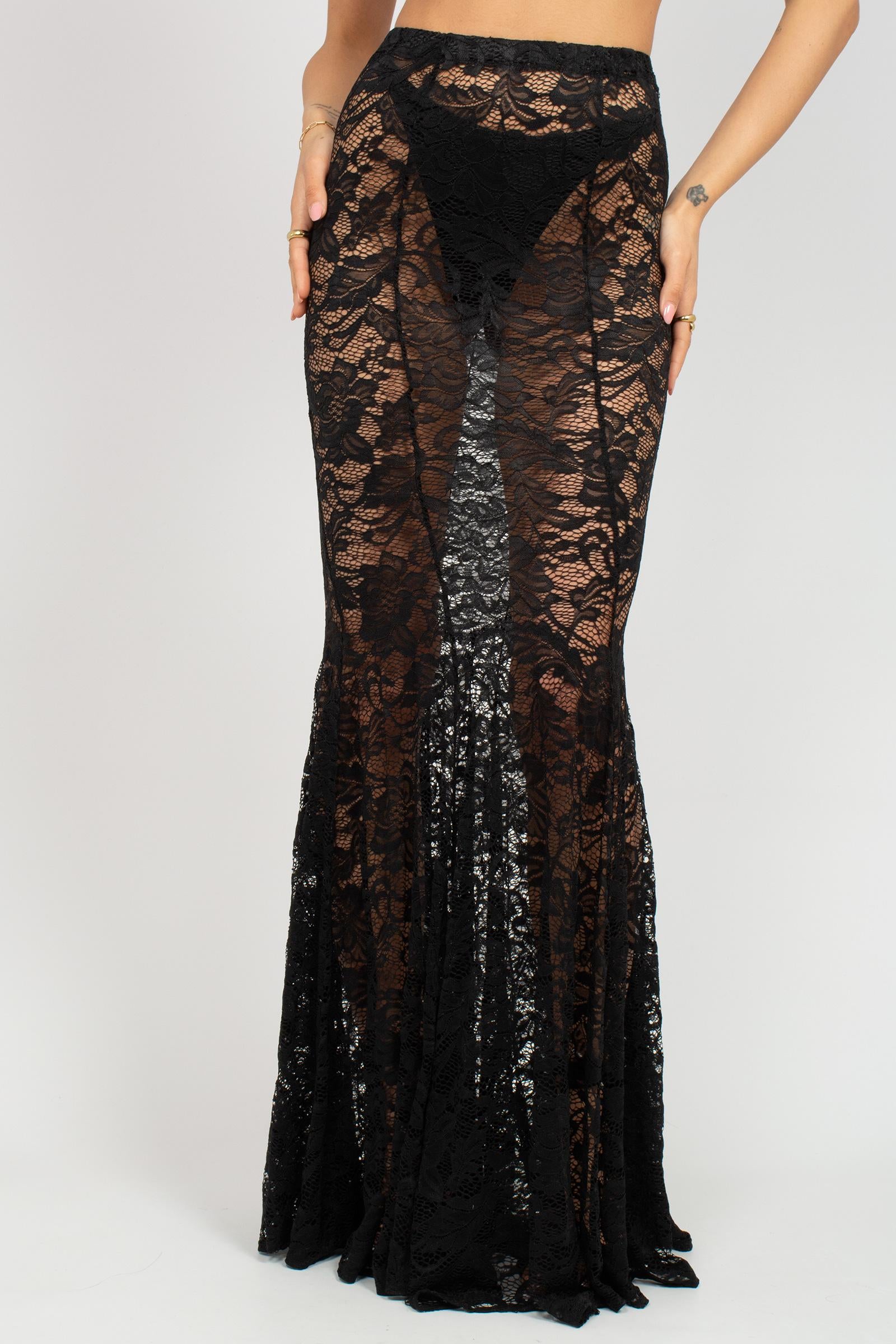 gonna lunga in pizzo GO3553ART16141 BLACK ACTUALEE 