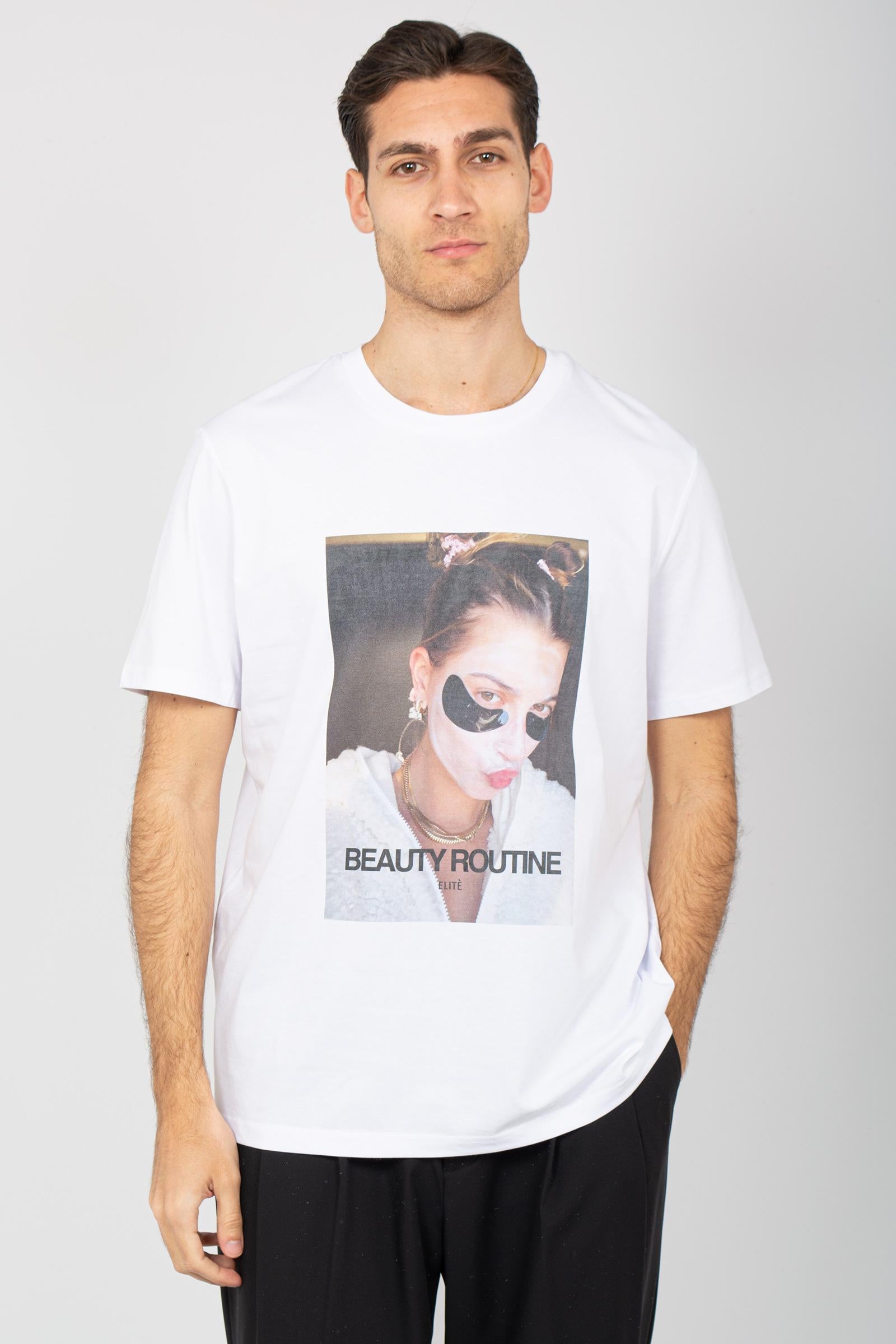 t-shirt in cotone con stampa patch UTEE844PATC WHT ELITE 