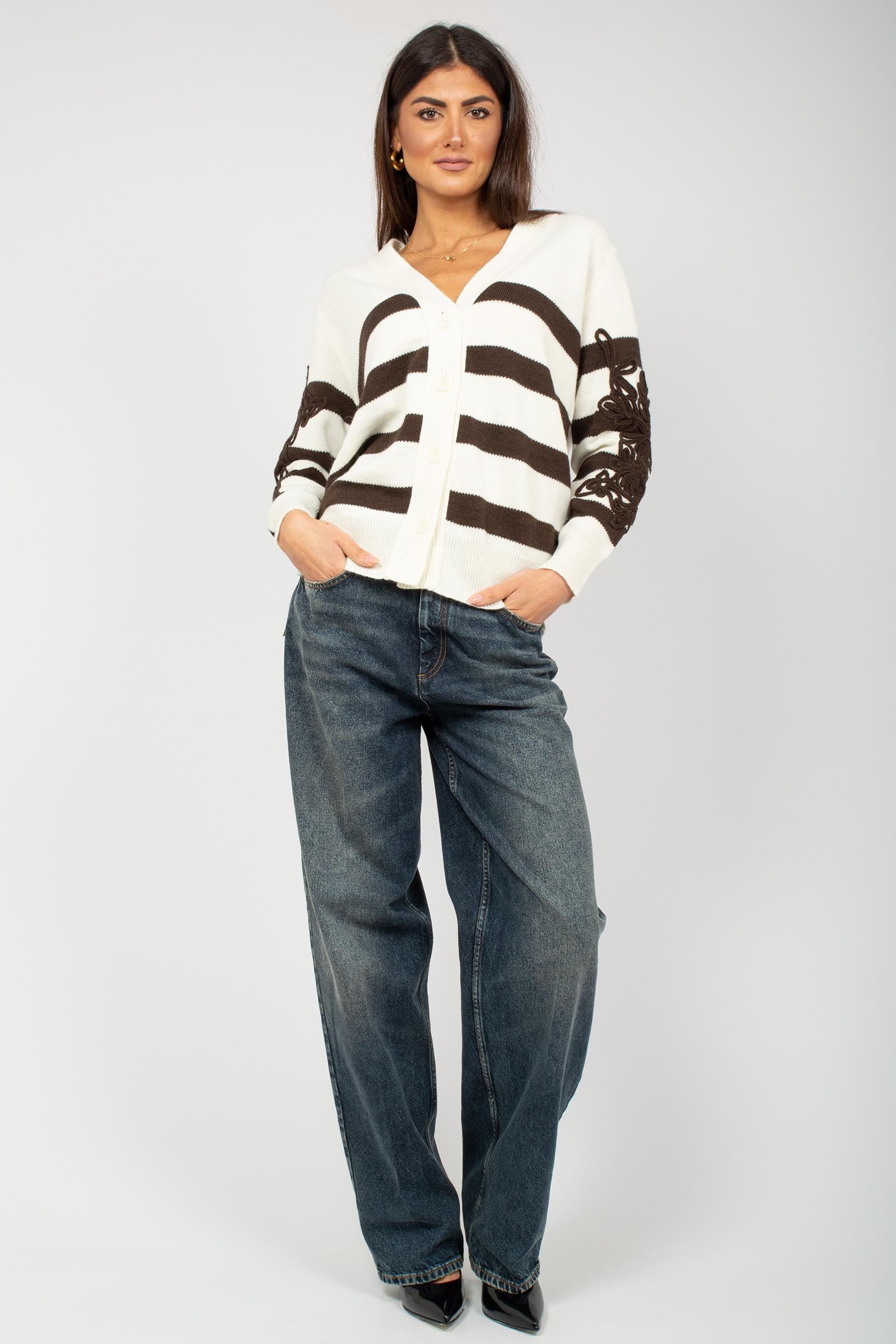 cardigan oversize a righe N044EA5 04948 ERMANNO - ERMANNO SCERVINO 