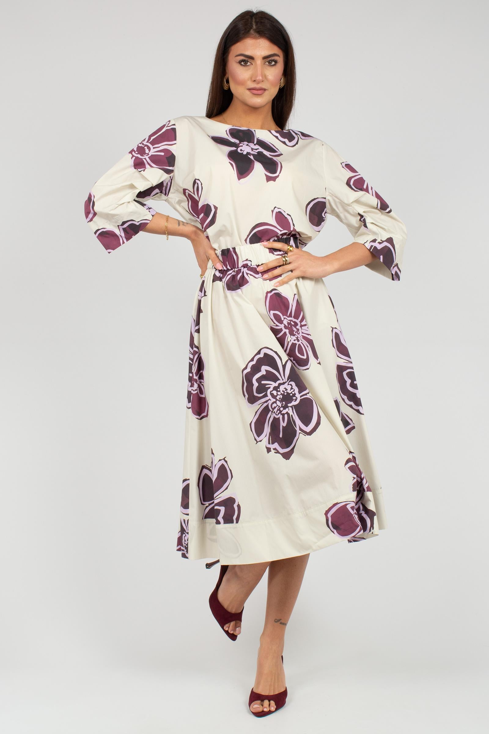 gonna in cotone stampato S7401T9590 433 ROSSO 35 