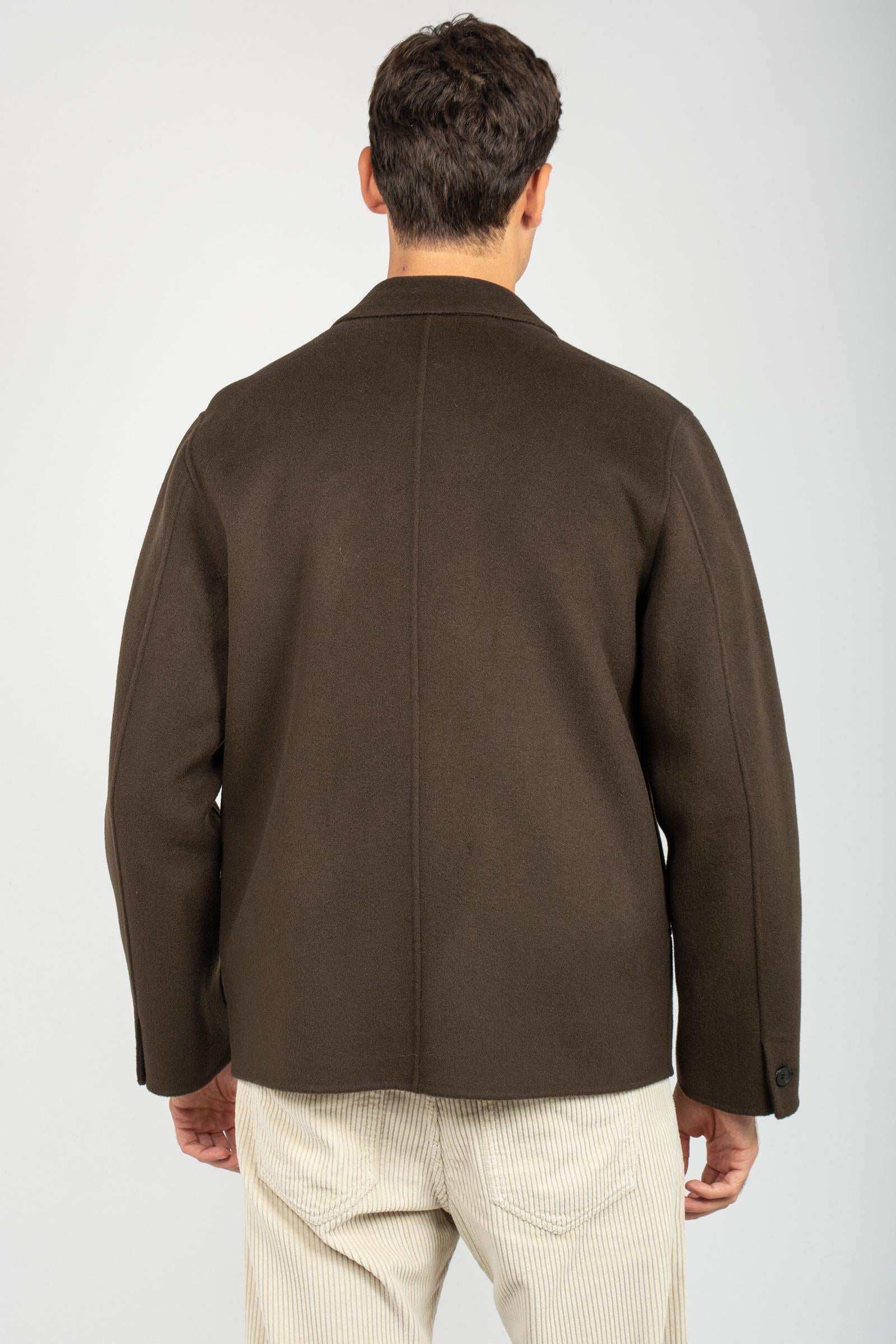 giacca con bottoni in panno di lana B6F0010 MORO AMARANTO 