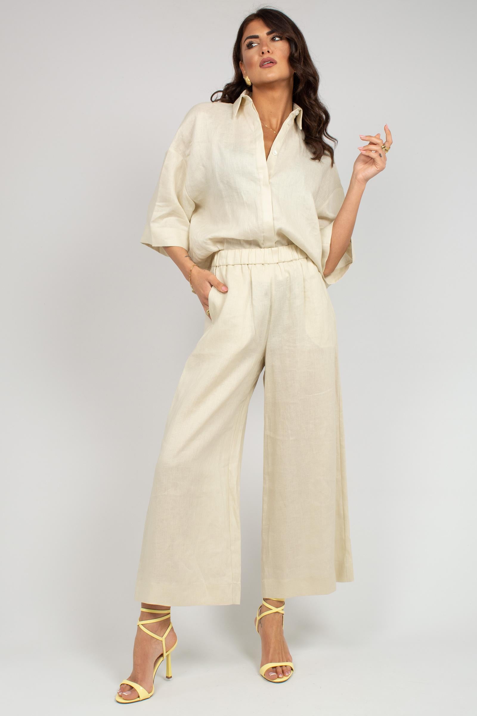 pantalone in lino 'canneti' 2616131028600 011 MM - MAX MARA 