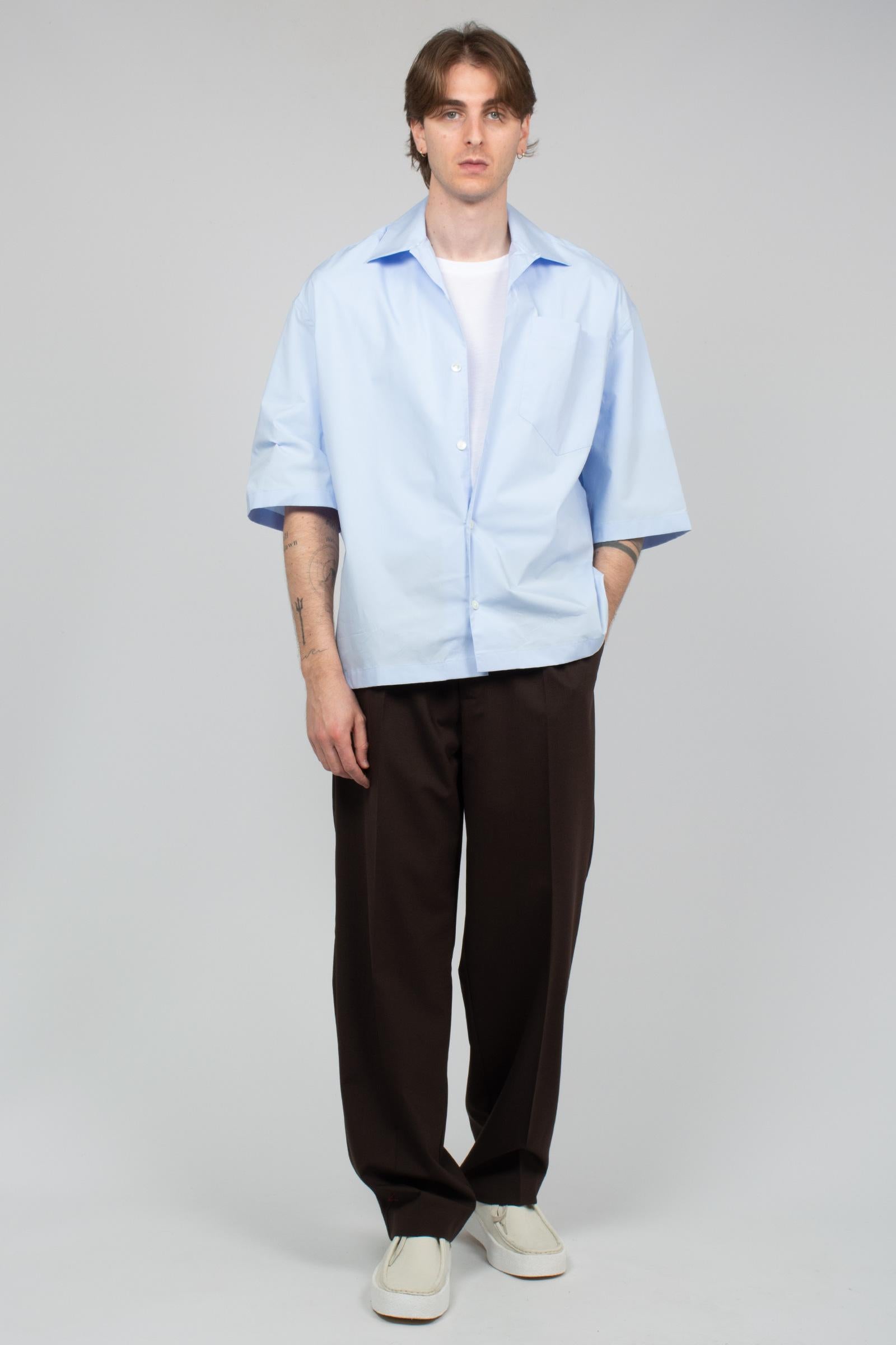 camicia collo bowling in popeline 850384 LIGHTBLUE STUDIO SEIDENSTICKER 