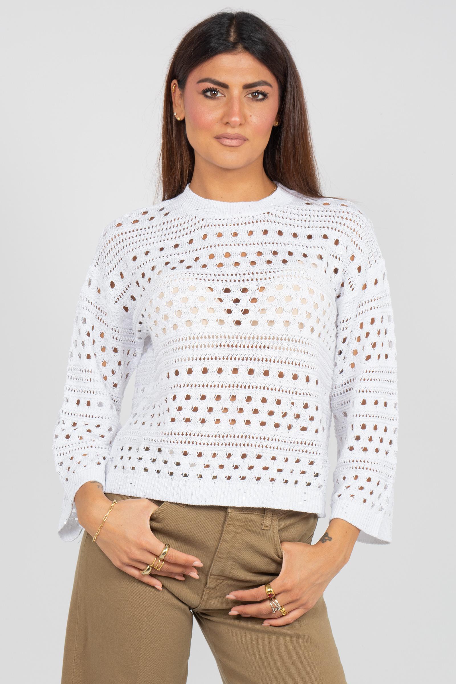 girocollo in cotone ricamato SS260732400 001 PUROTATTO 