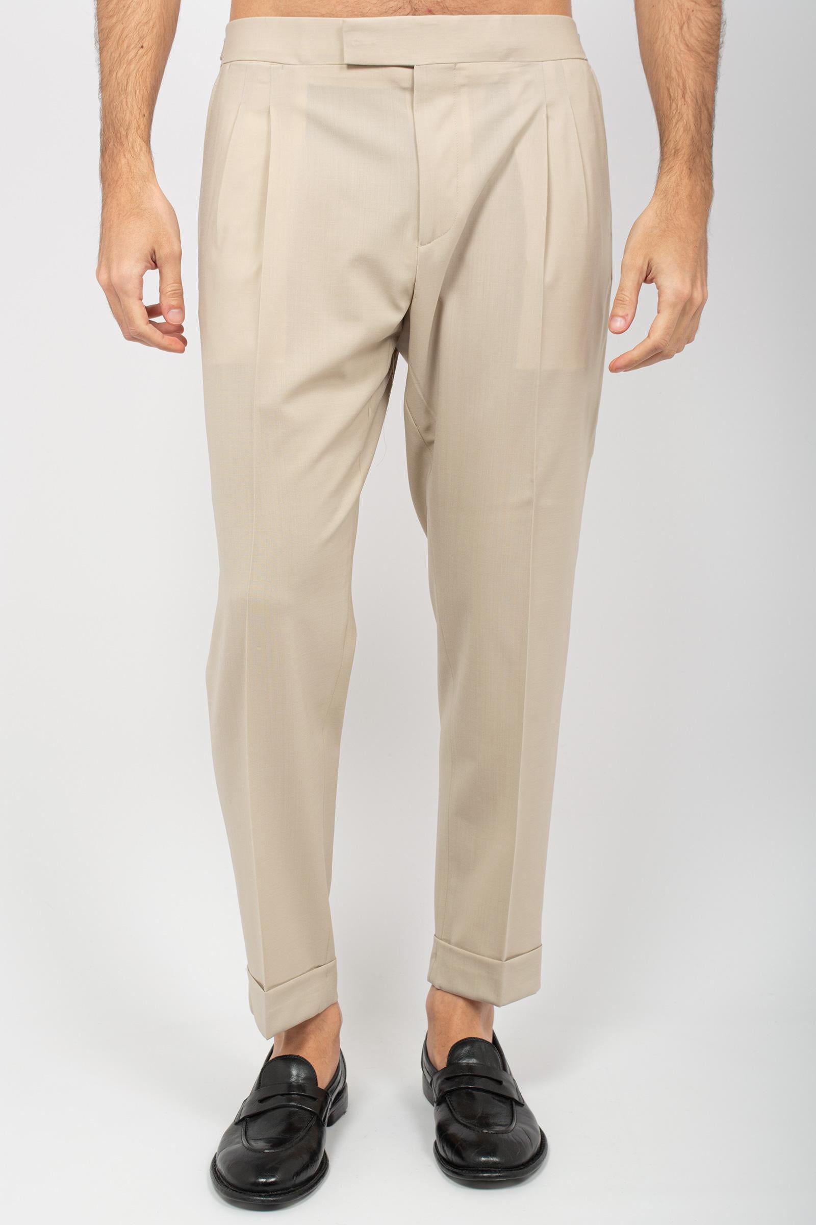 pantalone con pinces in lana vergine 'robby' ROBBYET SABBIA BE ABLE 