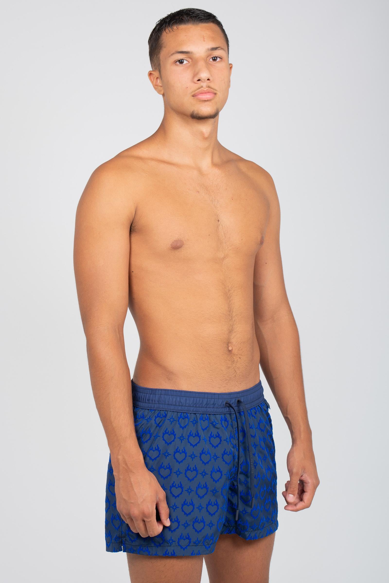boxer mare floccato cuore sacro 'guadalupa' GUADACUOREROYAL BLU MOVE BEACHWARE 